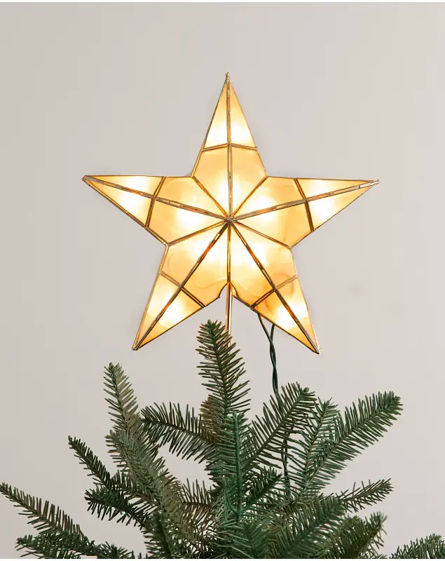 Small Capiz Star Lighted Tree Topper by Balsam Hill