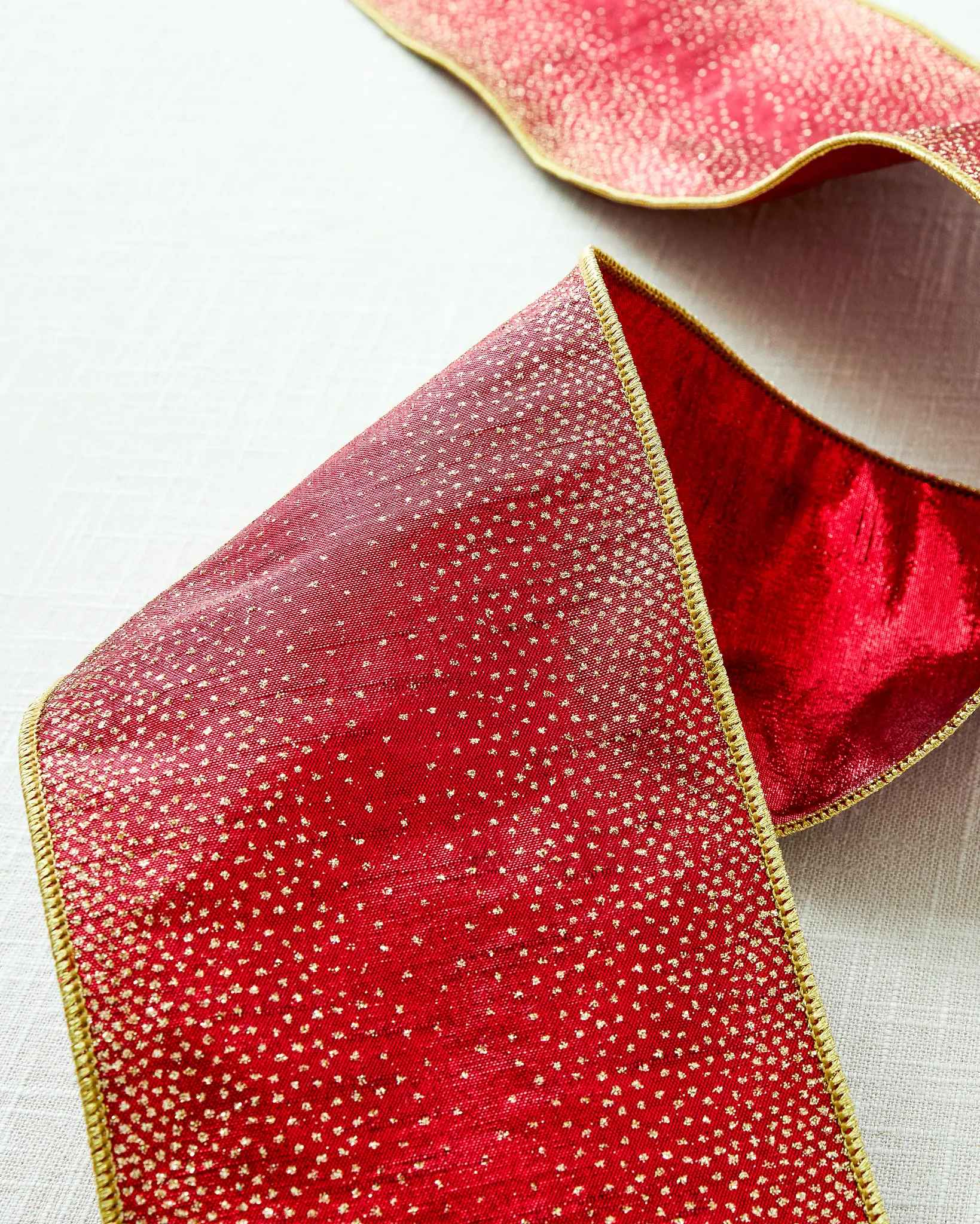 Burgundy Glitter Ombre Christmas Ribbon