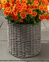 Gray Outdoor Woven Basket Closeup 10 by Balsam Hill