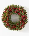 Red Berry Fraser Fir Wreath 30in LED Clear by Balsam Hill SSC