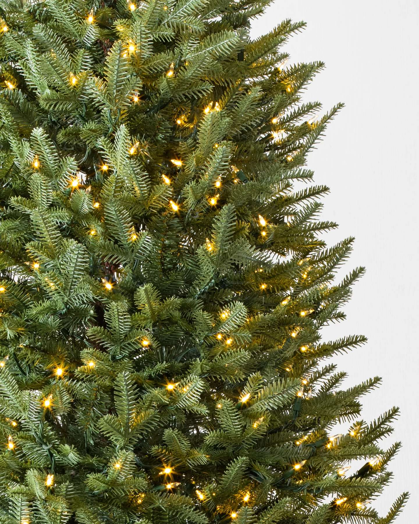 Balsam Hill Balsam Fir Narrow Artificial Christmas Tree LED Lights Close-Up