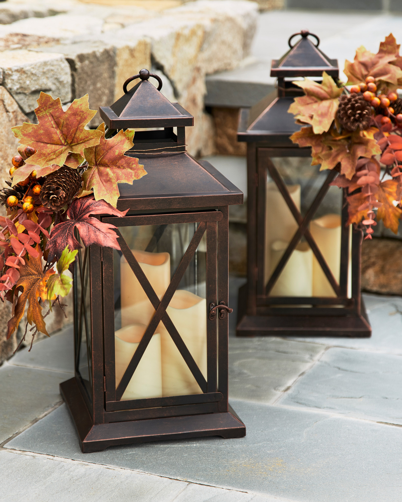 Fall Lantern with LED Candles Balsam Hill