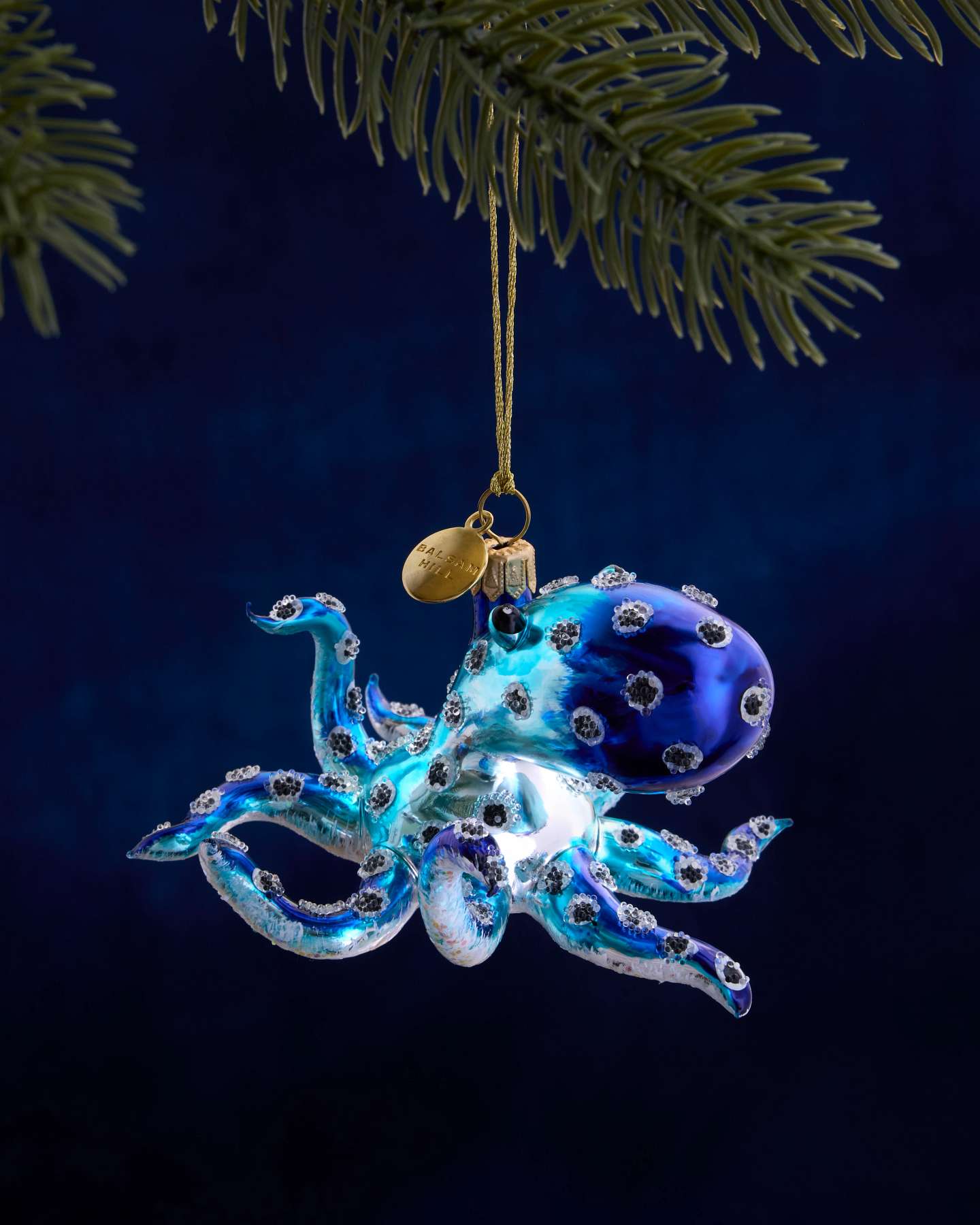 Balsam Hill Studio Blue Octopus Ornament