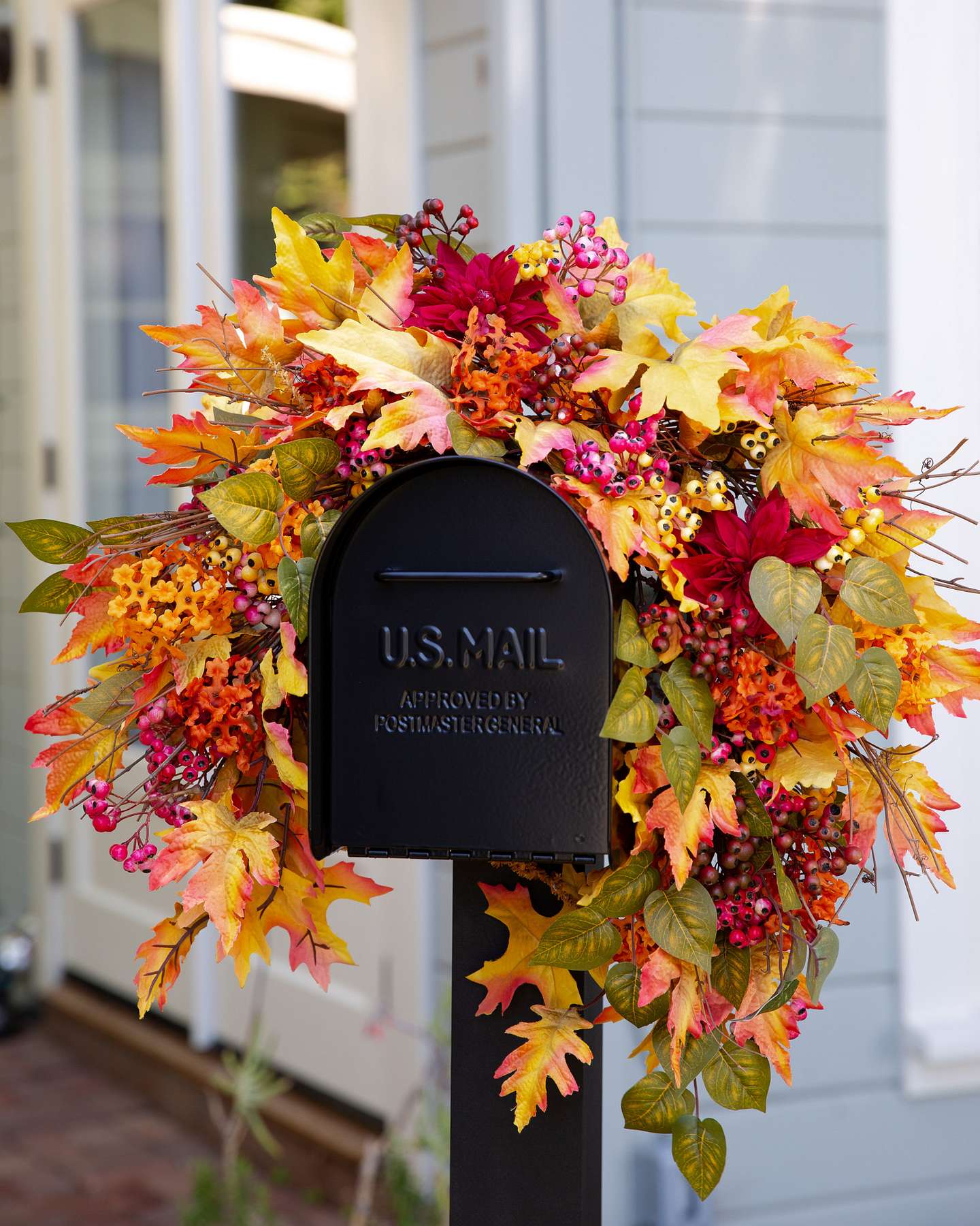 Balsam Hill Outdoor Harvest Bloom Artificial Fall Swag Unlit for Mailbox