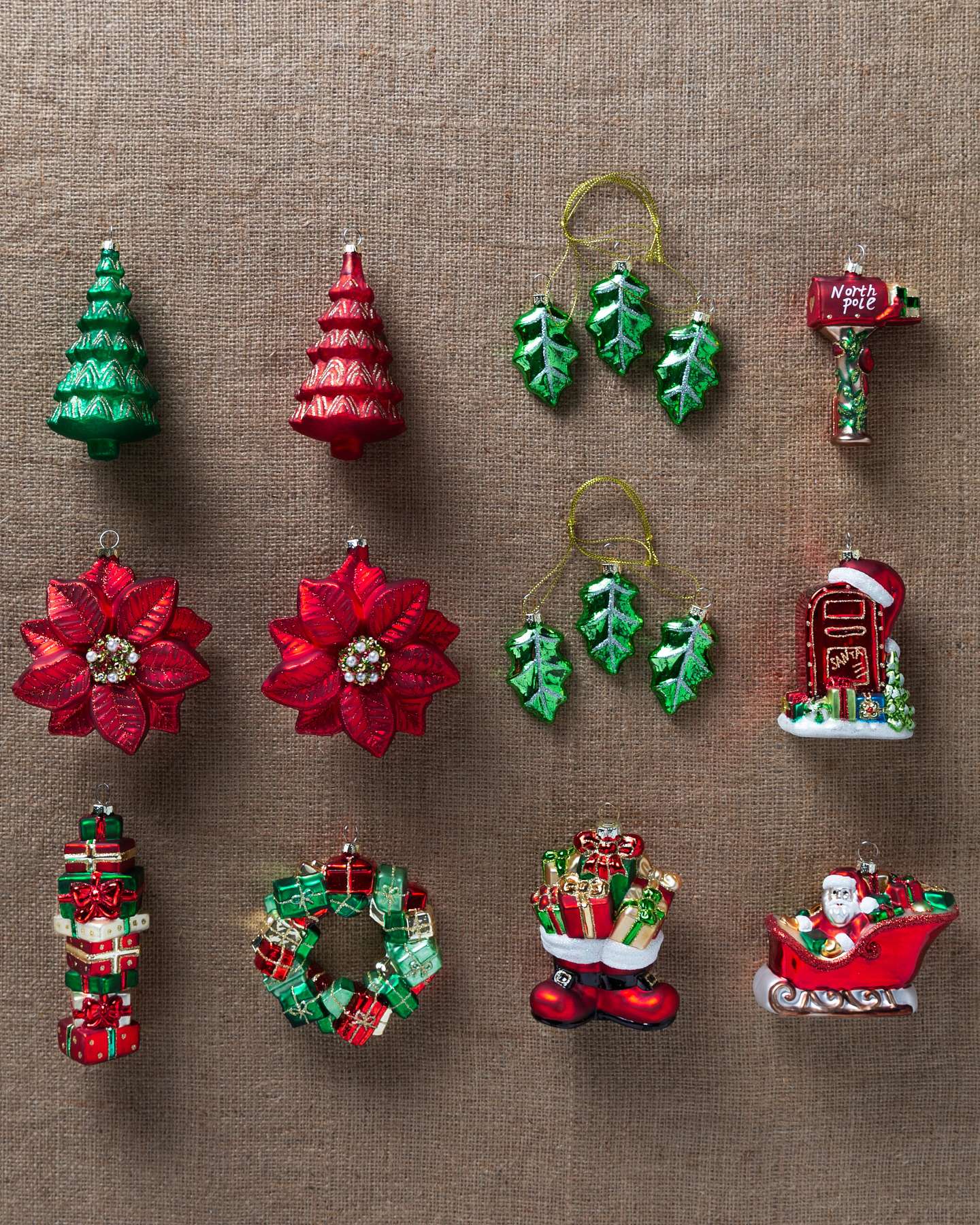 Balsam Hill Christmas Cheer Novelty Christmas Ornament Set of 12 Full Display