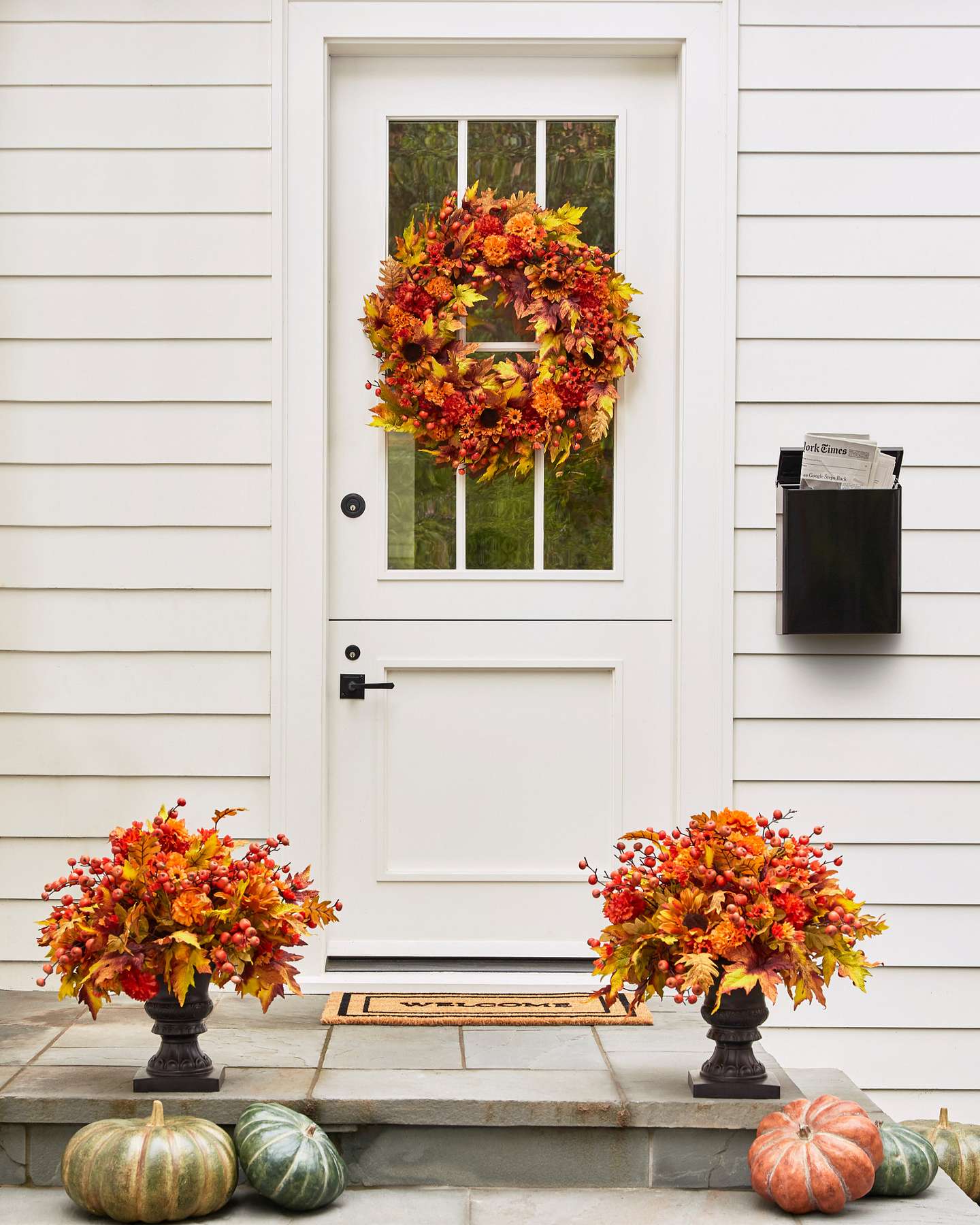 Balsam Hill Outdoor Sunburst Mums Artificial Fall Foliage Vibrant Lifestyle Display