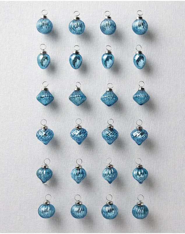 Light Blue BH Essentials Mini Mercury Glass Ornaments by Balsam Hill