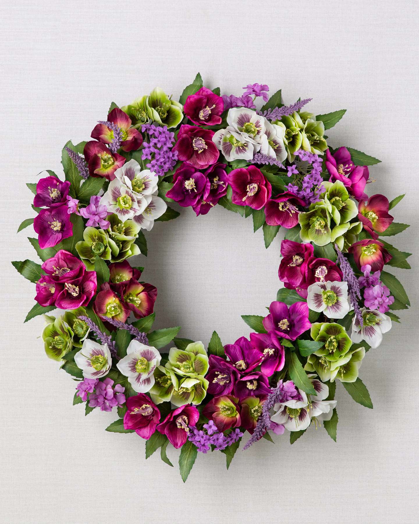 Balsam Hill 22-Inch Amethyst Garden Artificial Flower Wreath Full Display