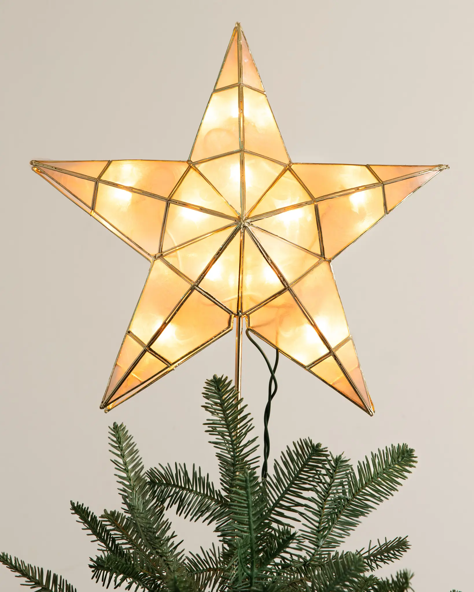 How To Plug A Star Into A Pre Lit Tree Capiz Star Lighted Artificial Tree Toppers | Balsam Hill