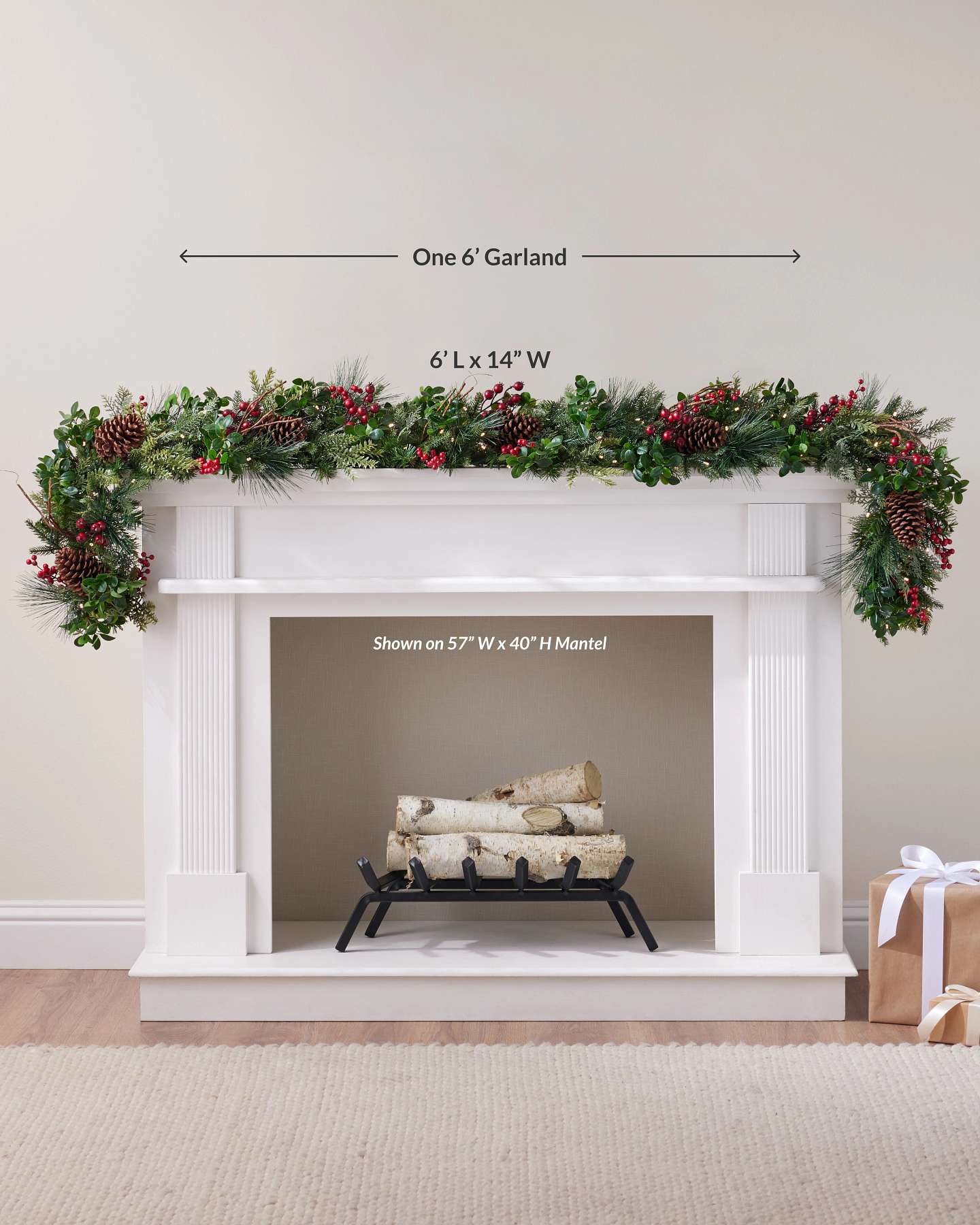 6' Boxwood & Berries Garland