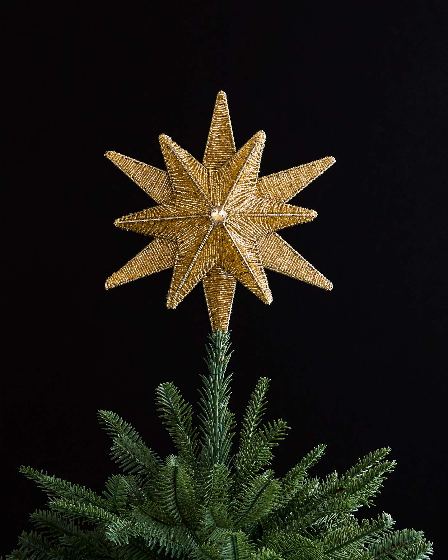Gold Beaded Starburst Tree Topper