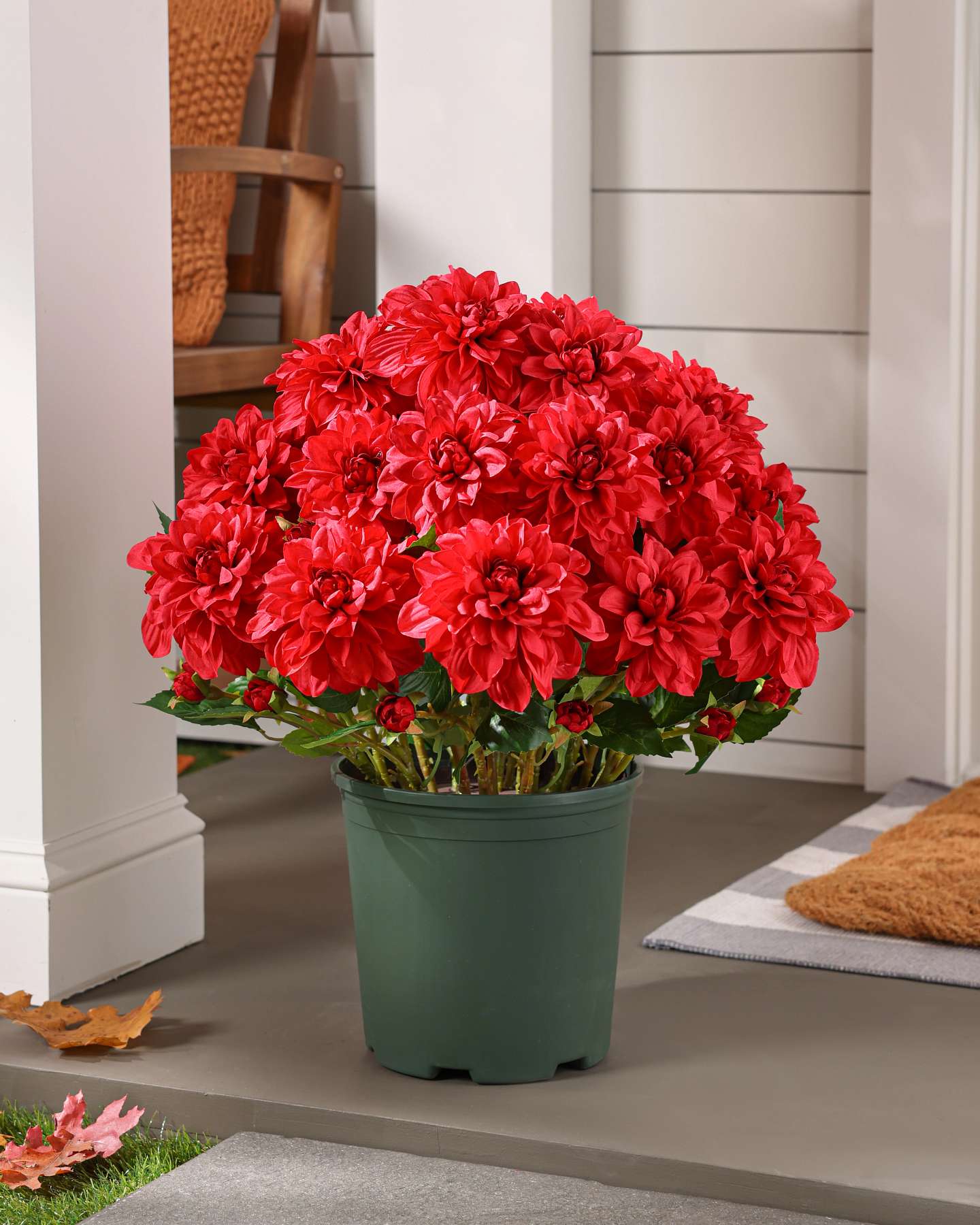 Balsam Hill Crimson Outdoor Vibrant Dahlias Artificial Spring Pot Filler Outdoor Display