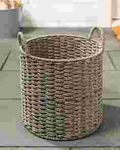 Gray Outdoor Woven Basket SSC by Balsam Hill
