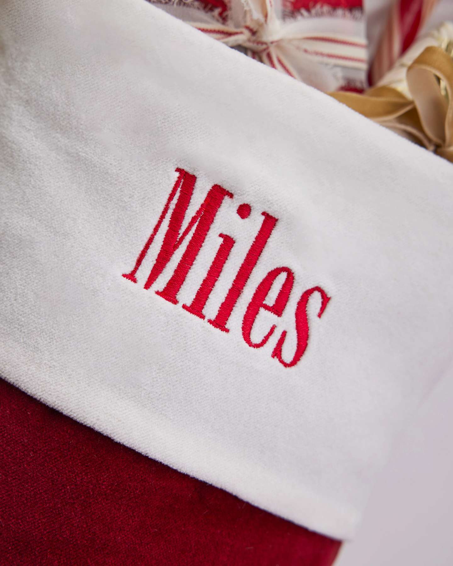 Red & White Velvet Christmas Stocking