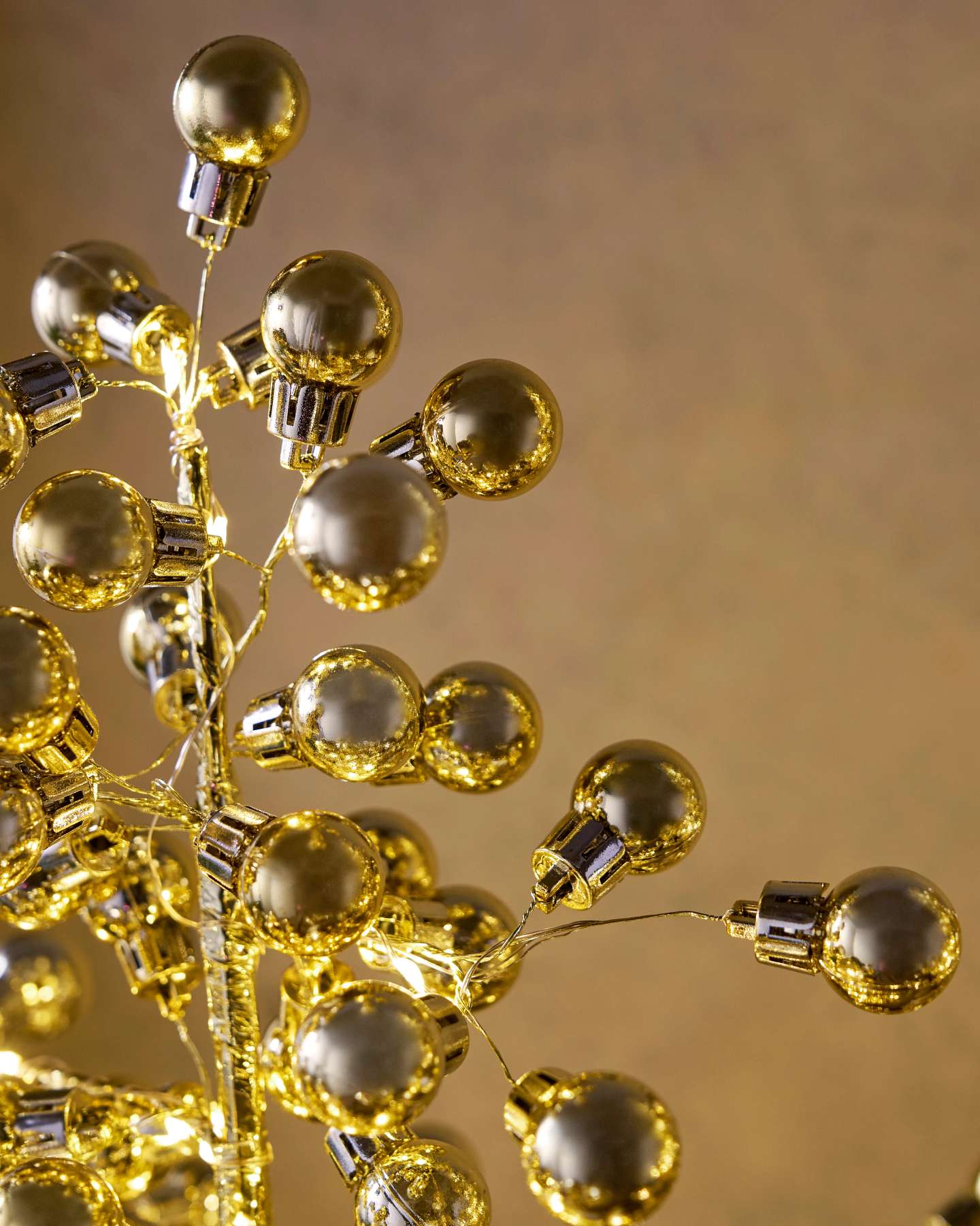 Gold Lit Mini Ornament Trees, Set of 2