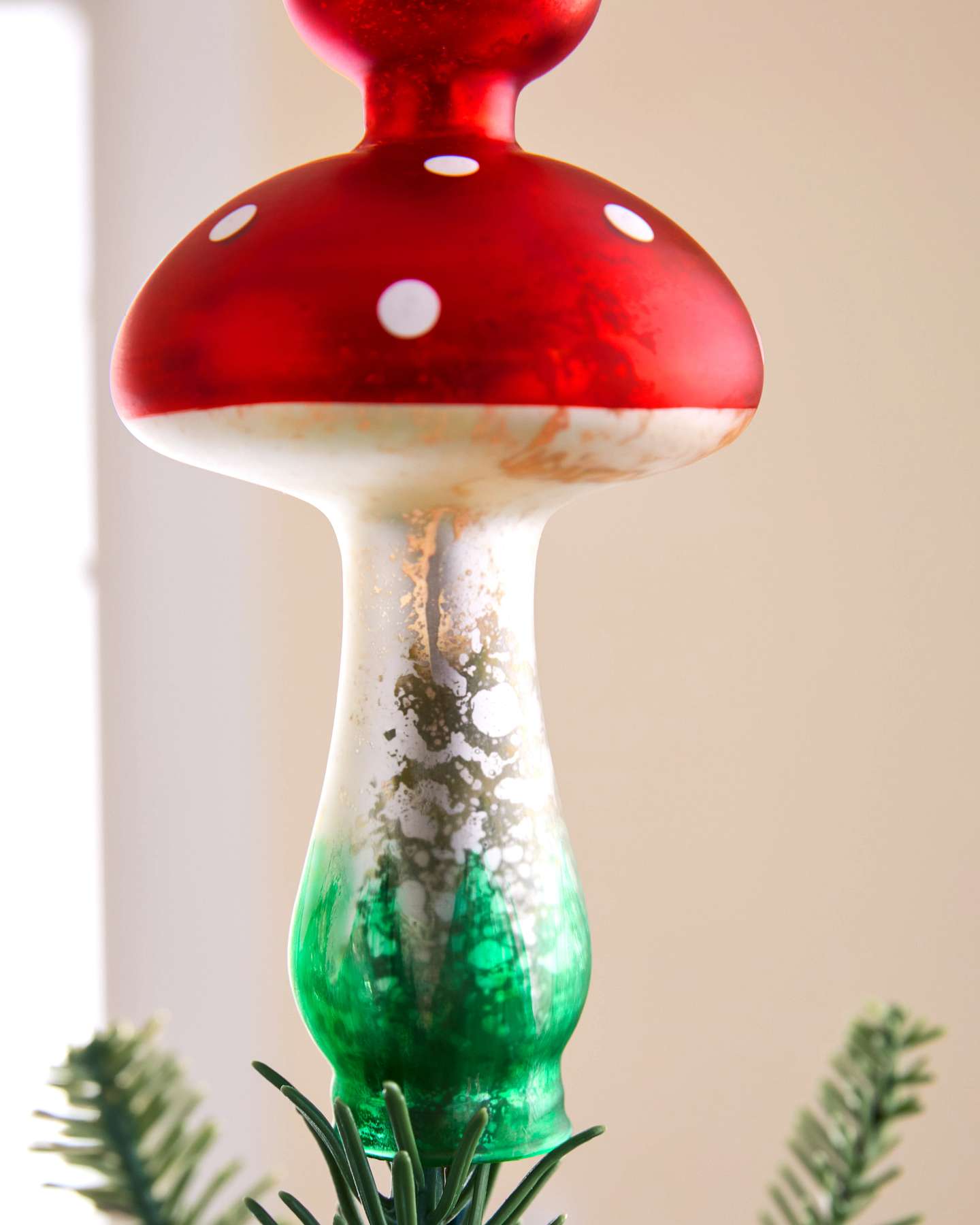 9" Mini Red Woodland Mushroom Tree Topper