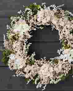 Outdoor Ivory Hydrangea Berry Wreath by Balsam Hill SSCR