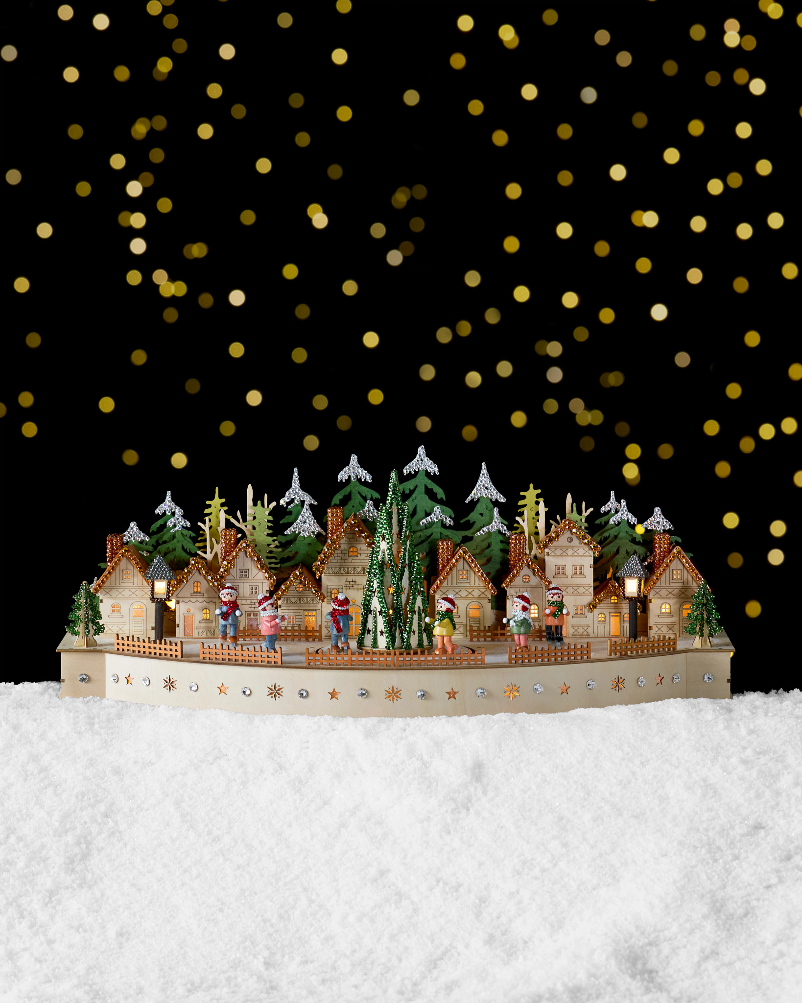 Balsam Hill Animated Christmas Skating Village Featuring Crystals by Swarovski®