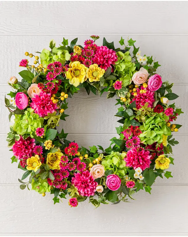 Outdoor Vivid Blooms Wreath by Balsam Hill SSC 10