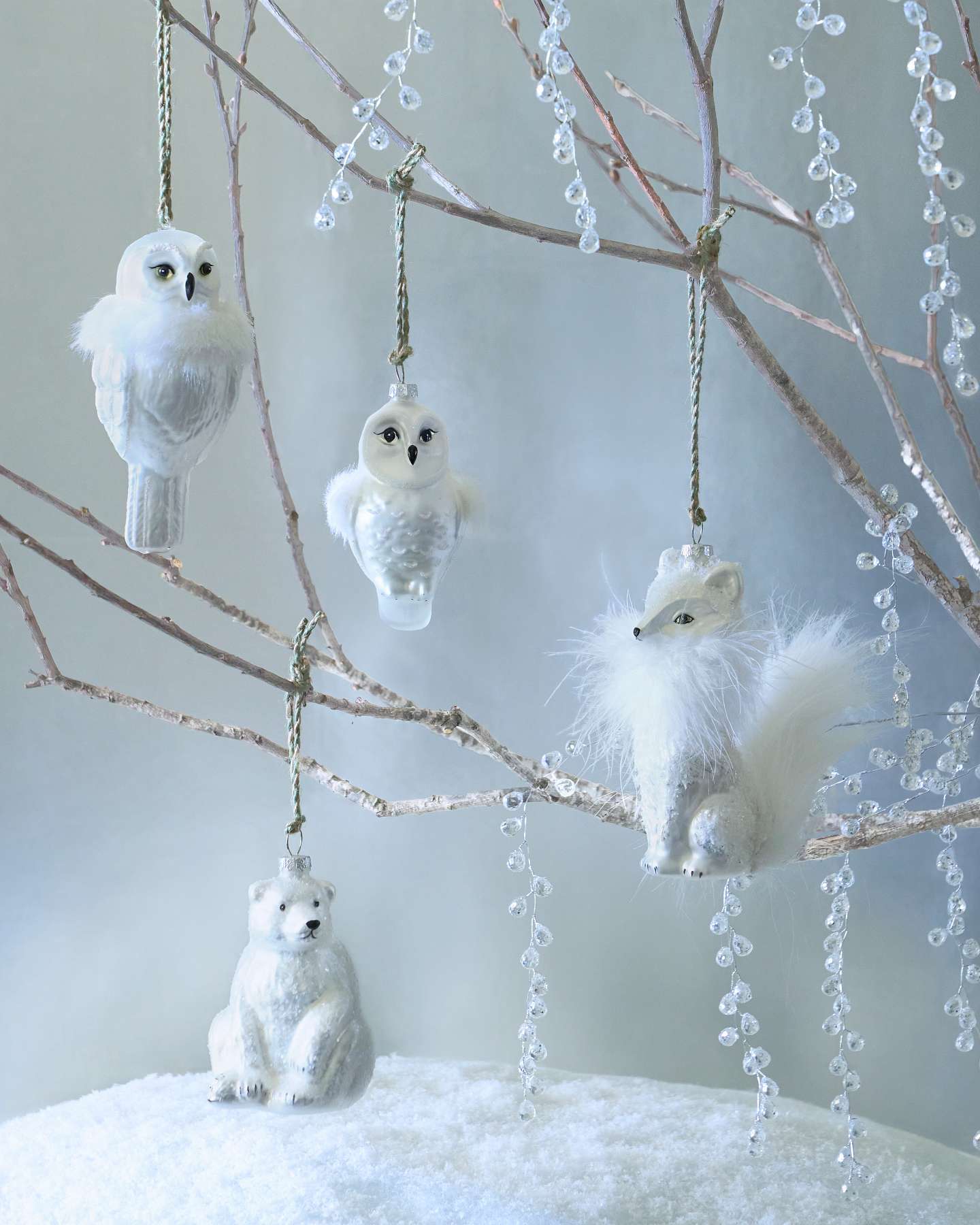 Balsam Hill Arctic Christmas Ornament Set of 4 Critters Display
