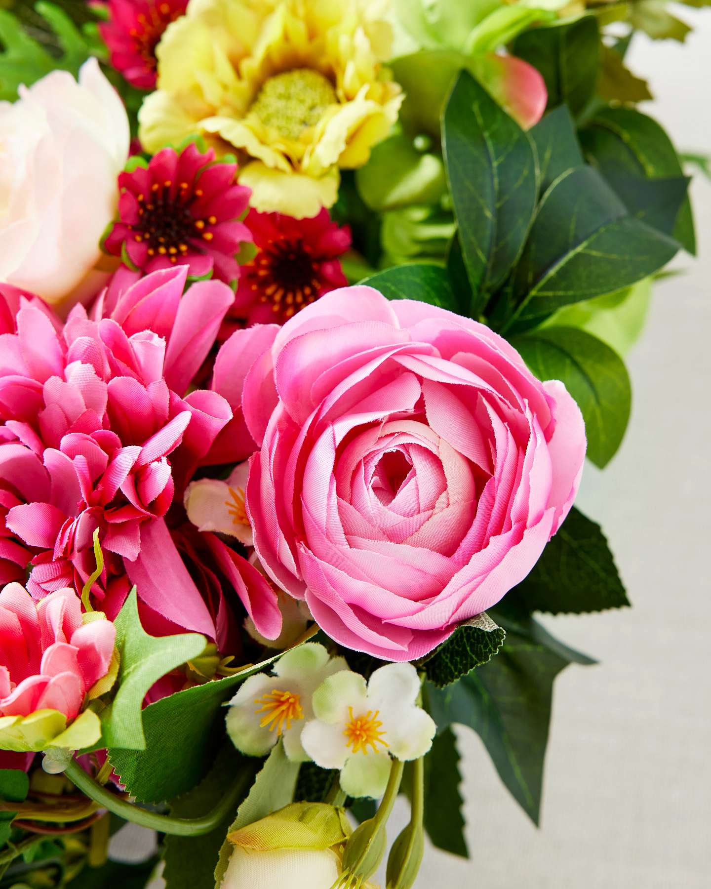 Balsam Hill Outdoor Vivid Blooms Artificial Spring Wreath 22-Inch Closeup of Delicate Flowers
