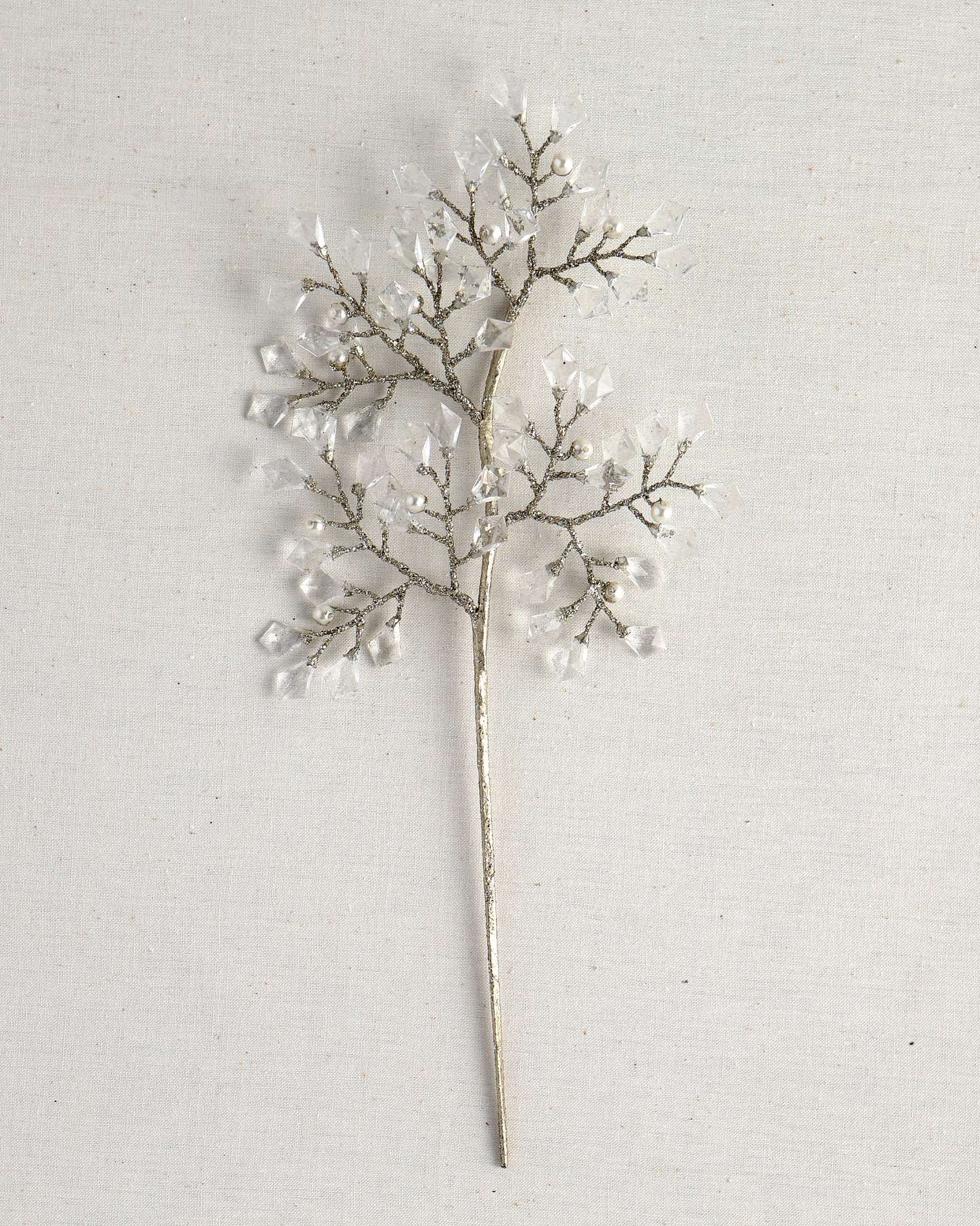 Balsam Hill Crystal and Pearl Champagne Artificial Christmas Tree Picks Set of 3 Full View