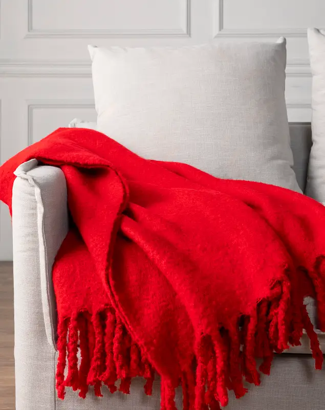 4ft x 6ft Red Mohair Throw by Balsam Hill SSC