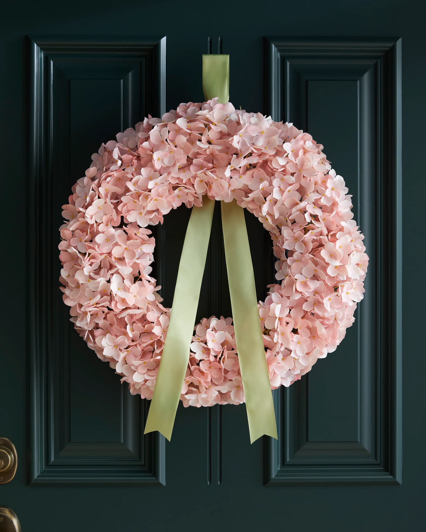 Outdoor Pink Hydrangea Harmony Spring Wreath | Balsam Hill