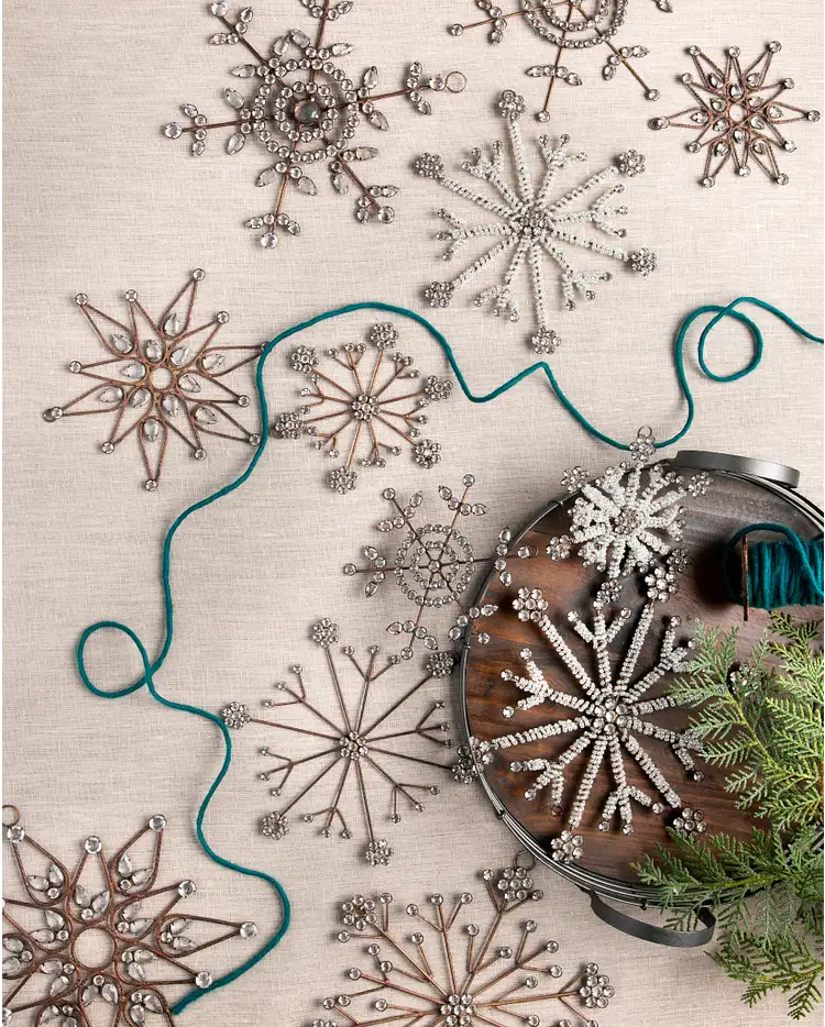 Antiqued Snowflake Ornament Set, 12 Pieces | Balsam Hill