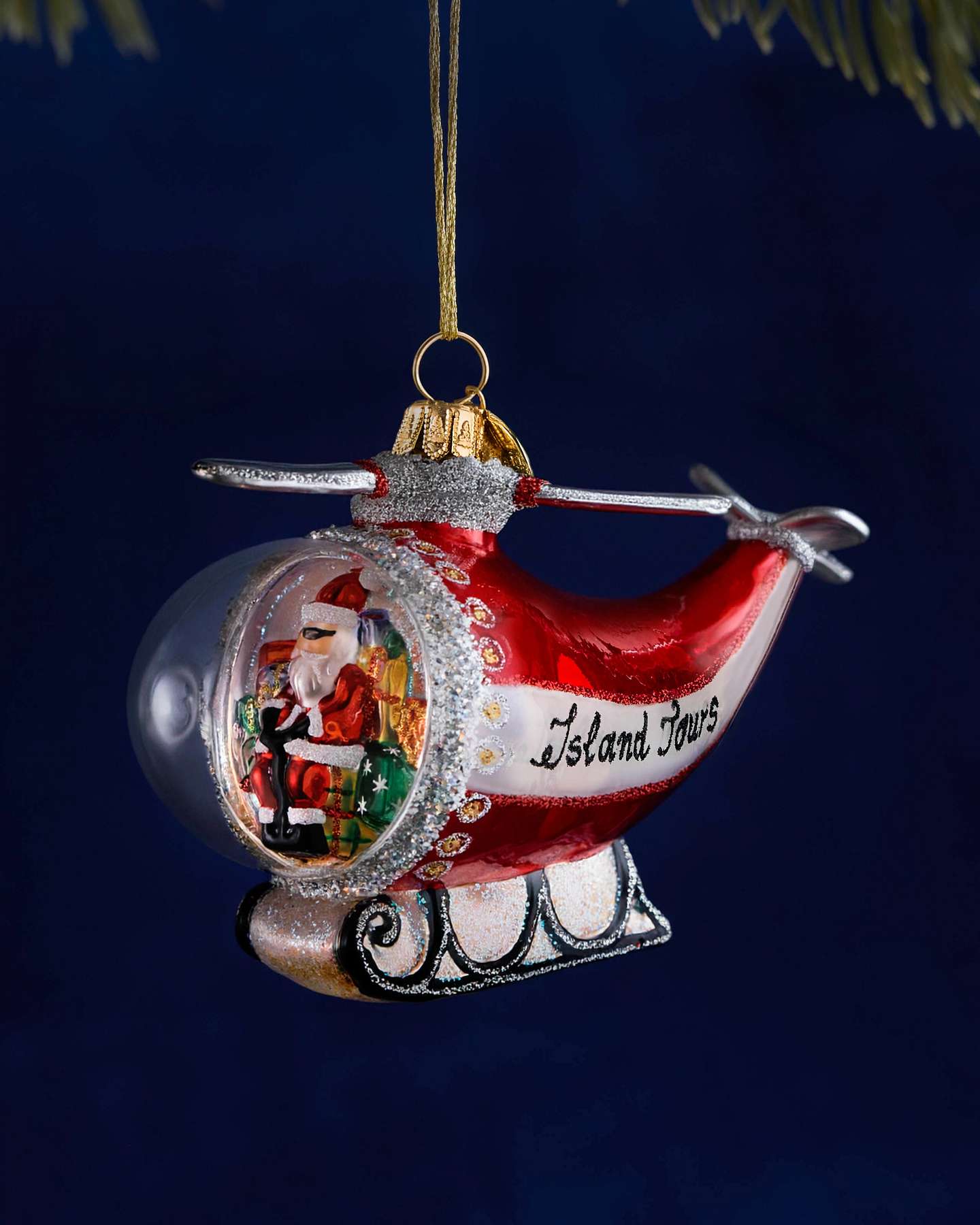 Balsam Hill Studio Santa's Helicopter Tour Ornament