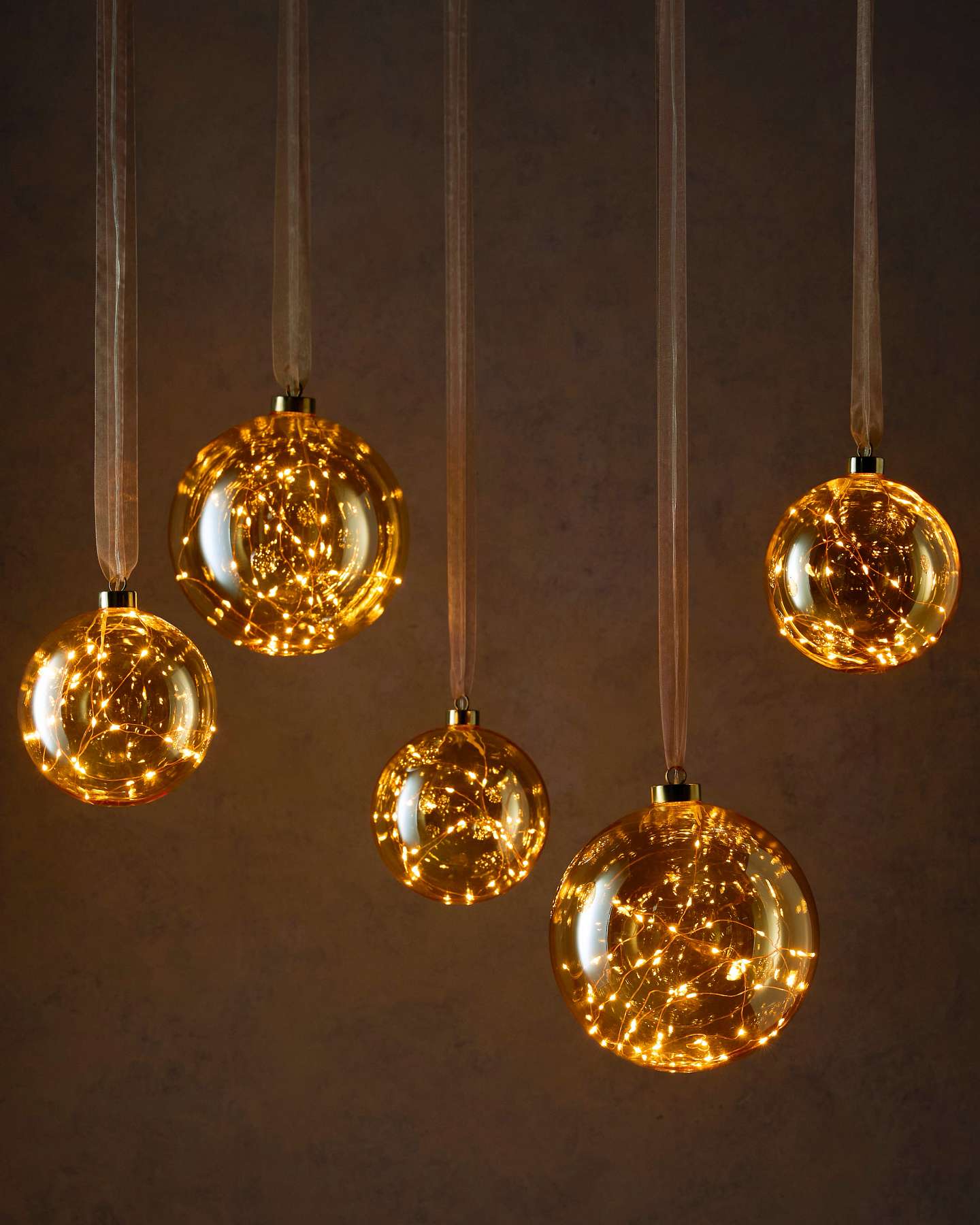 Fairy Light Hanging Glass Orbs, Set of 5