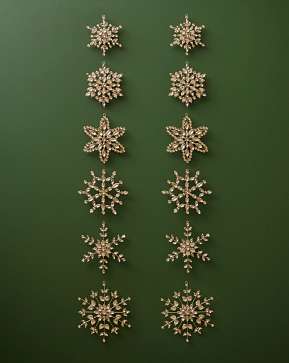 Gold Rhinestone Snowflake Ornament Set Gold Rhinestone Snowflake Ornament Set