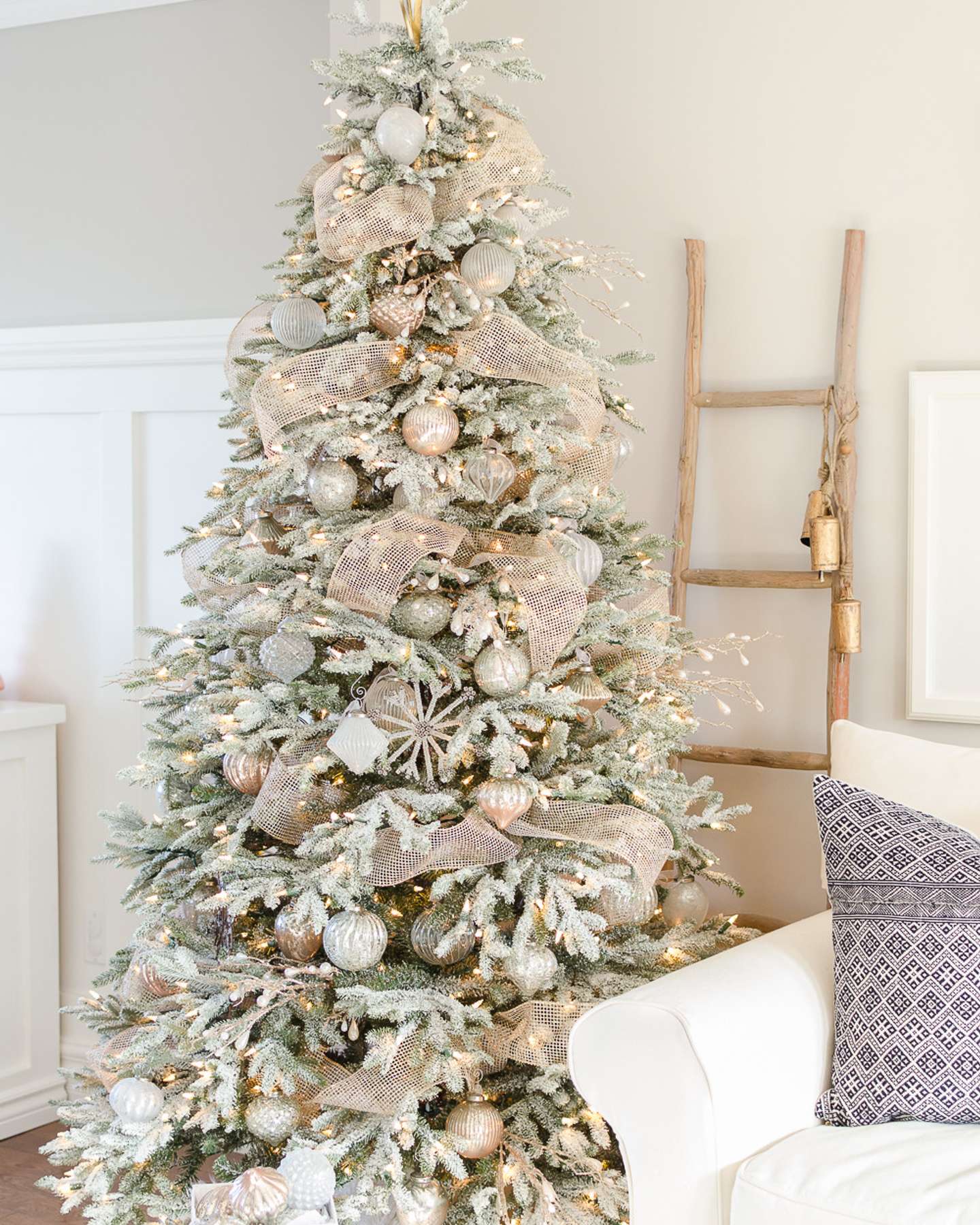 Balsam Hill Frosted Fraser Fir Artificial Christmas Tree A Burst of Beautiful Blog Feature Living Room Display