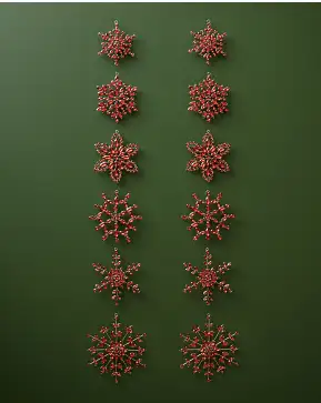 Red Rhinestone Snowflake Ornament Set Red Rhinestone Snowflake Ornament Set