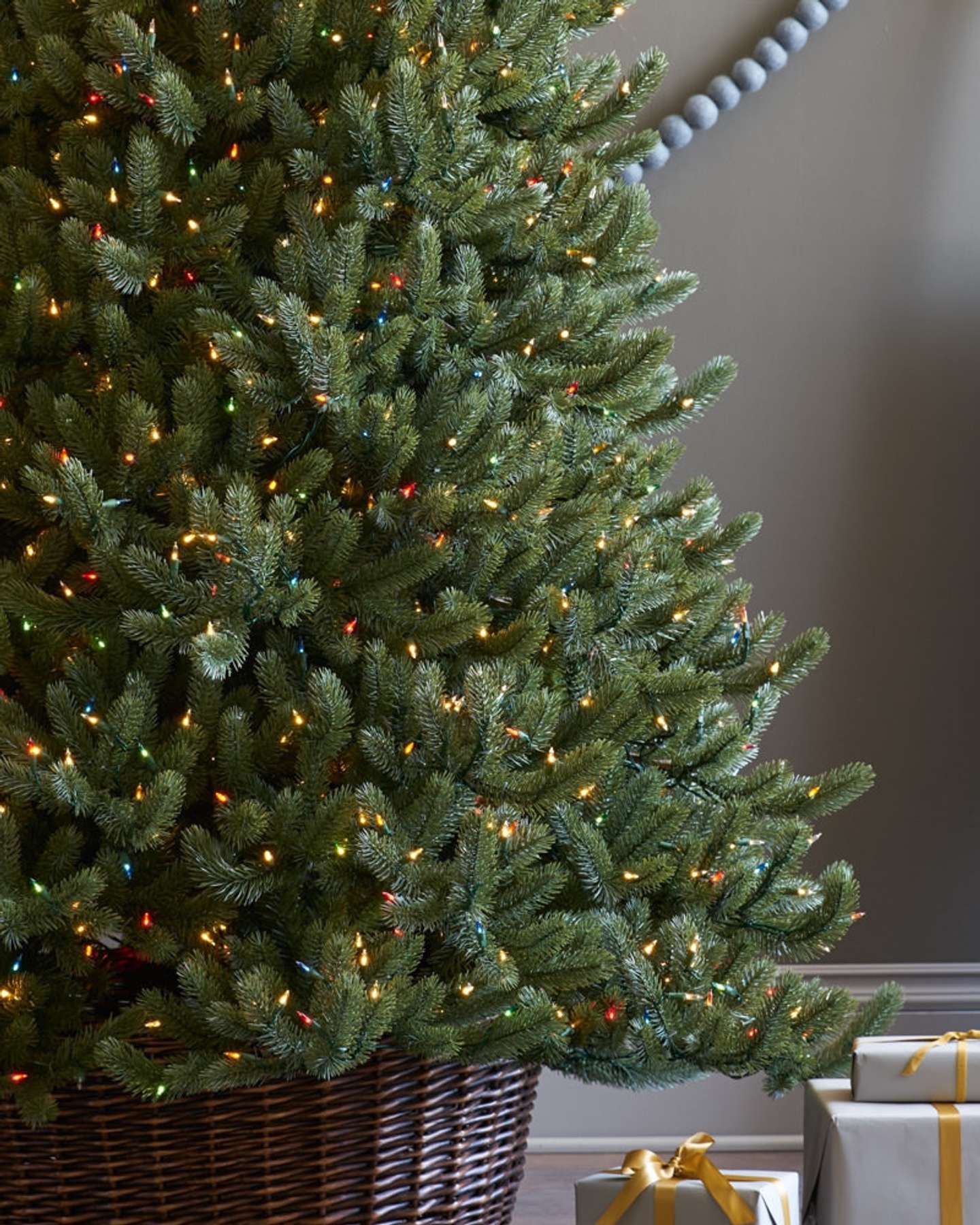Balsam Hill Vermont White Spruce Narrow Artificial Christmas Tree Styled for Christmas