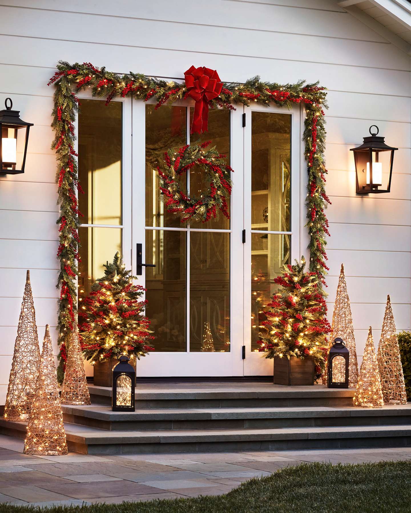 Balsam Hill Outdoor LED Wire Cone Trees Holiday Garden Decor