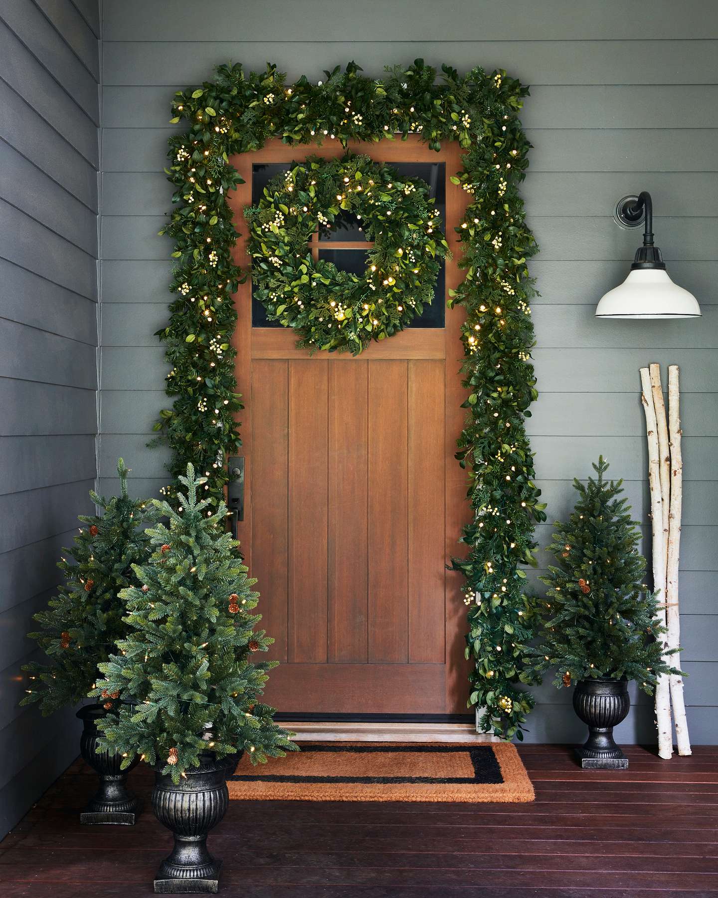 Balsam Hill White Berry Cypress Artificial Christmas Foliage Closeup Lifestyle