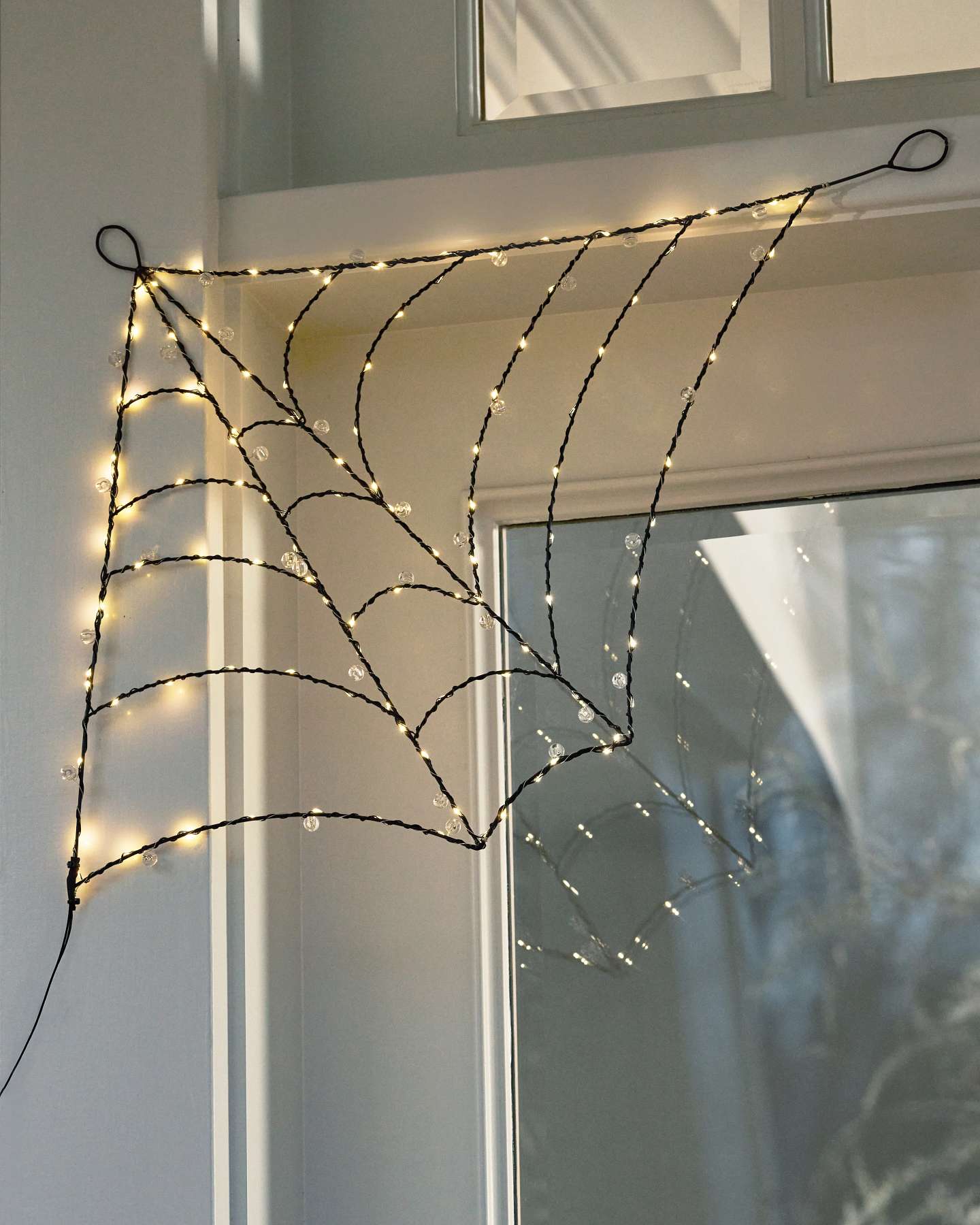 Balsam Hill Outdoor Spiderweb LED Halloween Lights in Front Yard Display