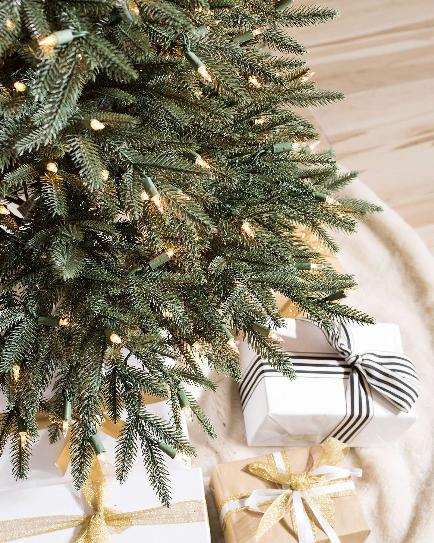 Balsam Hill Revelstoke Fir Artificial Christmas Tree in a Festive Home Setting