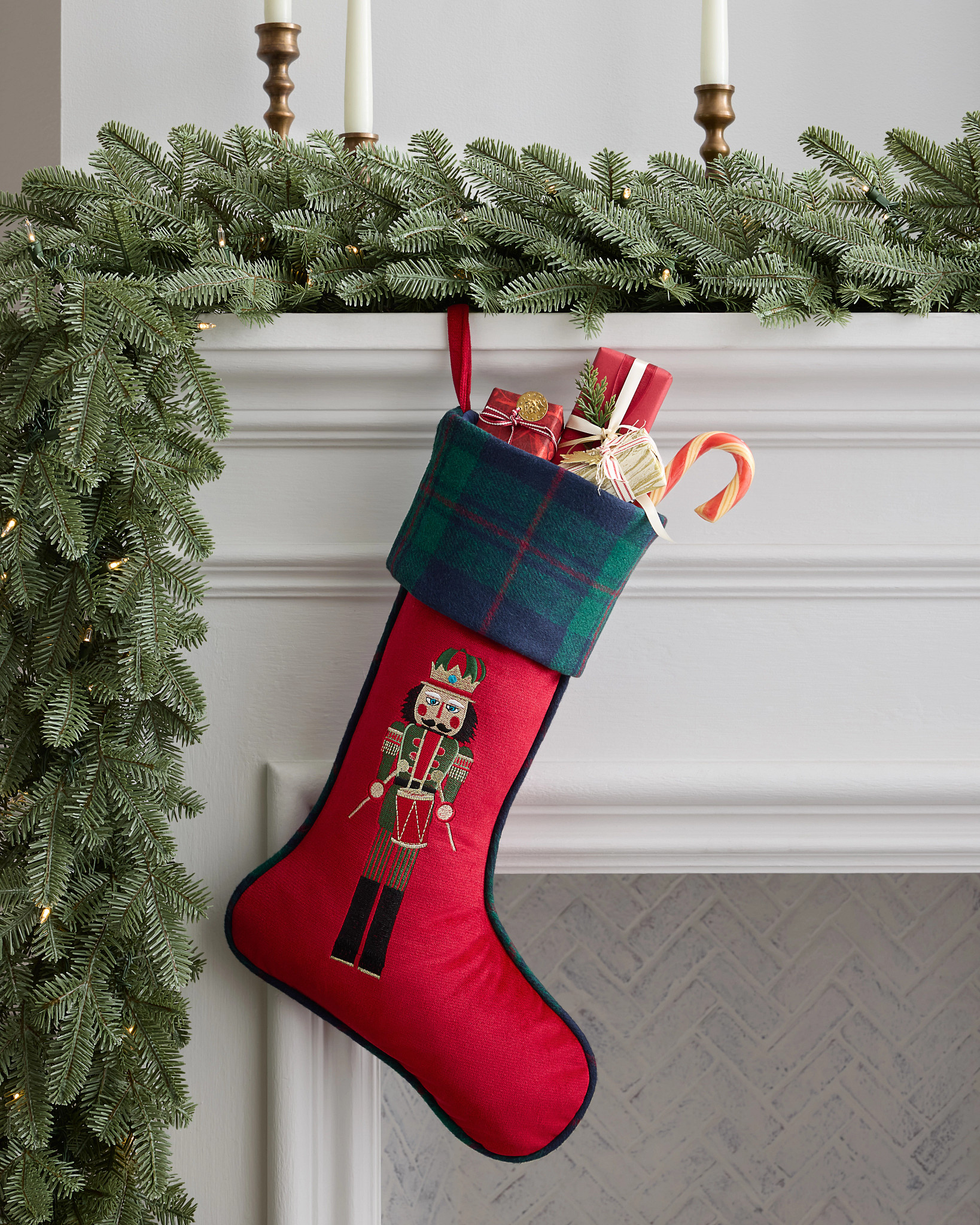 Nutcracker Highland Plaid Christmas Stocking