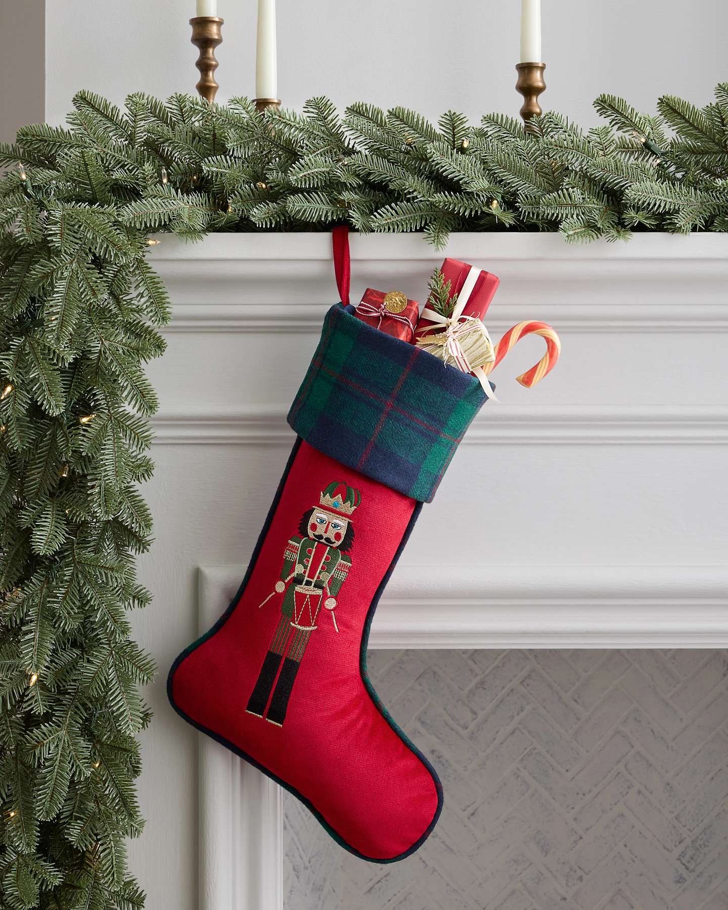 Nutcracker Highland Plaid Christmas Stocking