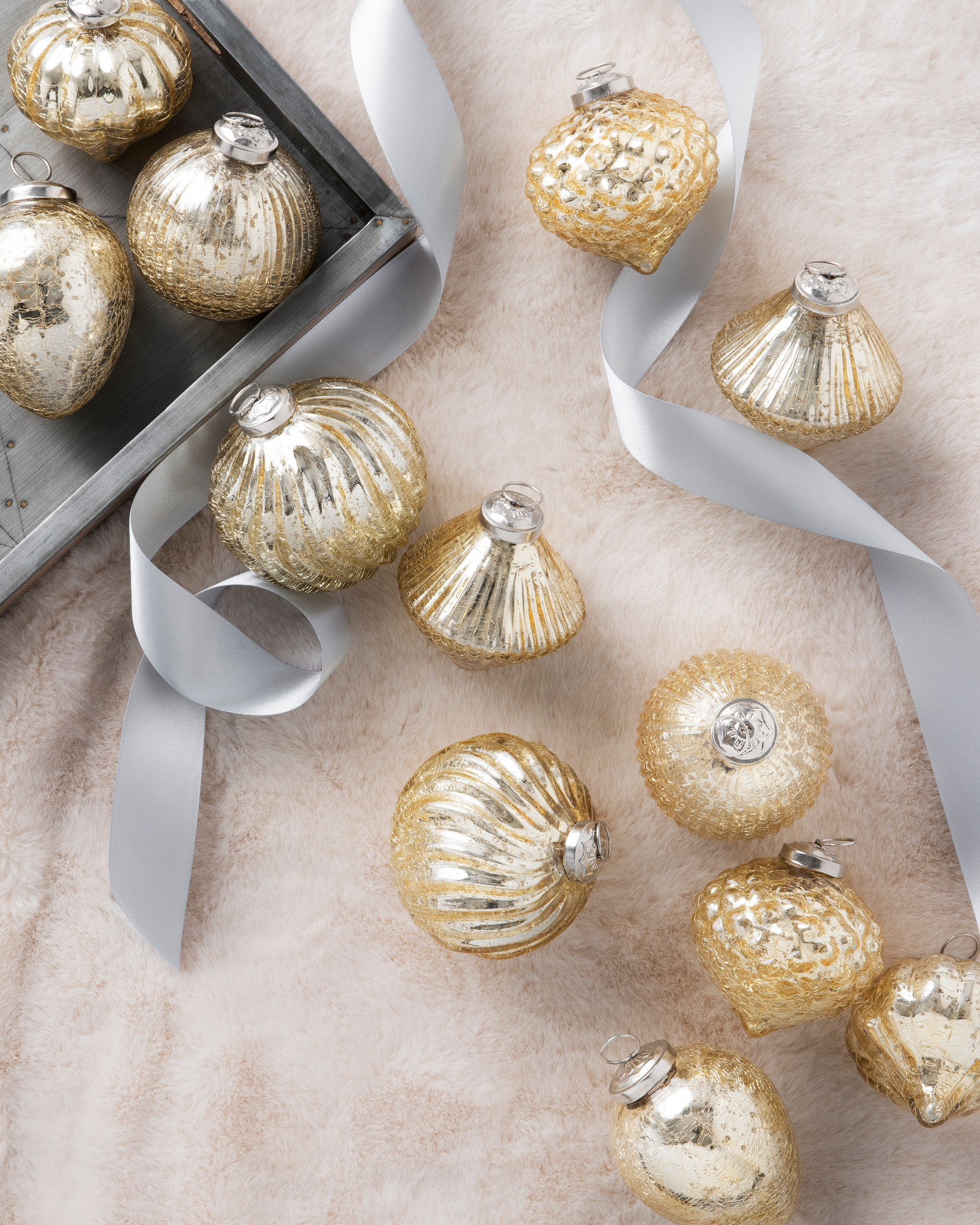 Gold BH Essentials Mercury Glass Christmas Ornament Set | Balsam Hill