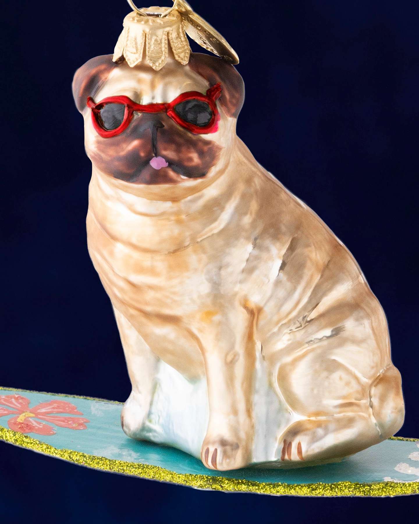 Balsam Hill Studio Surfing Pug Ornament