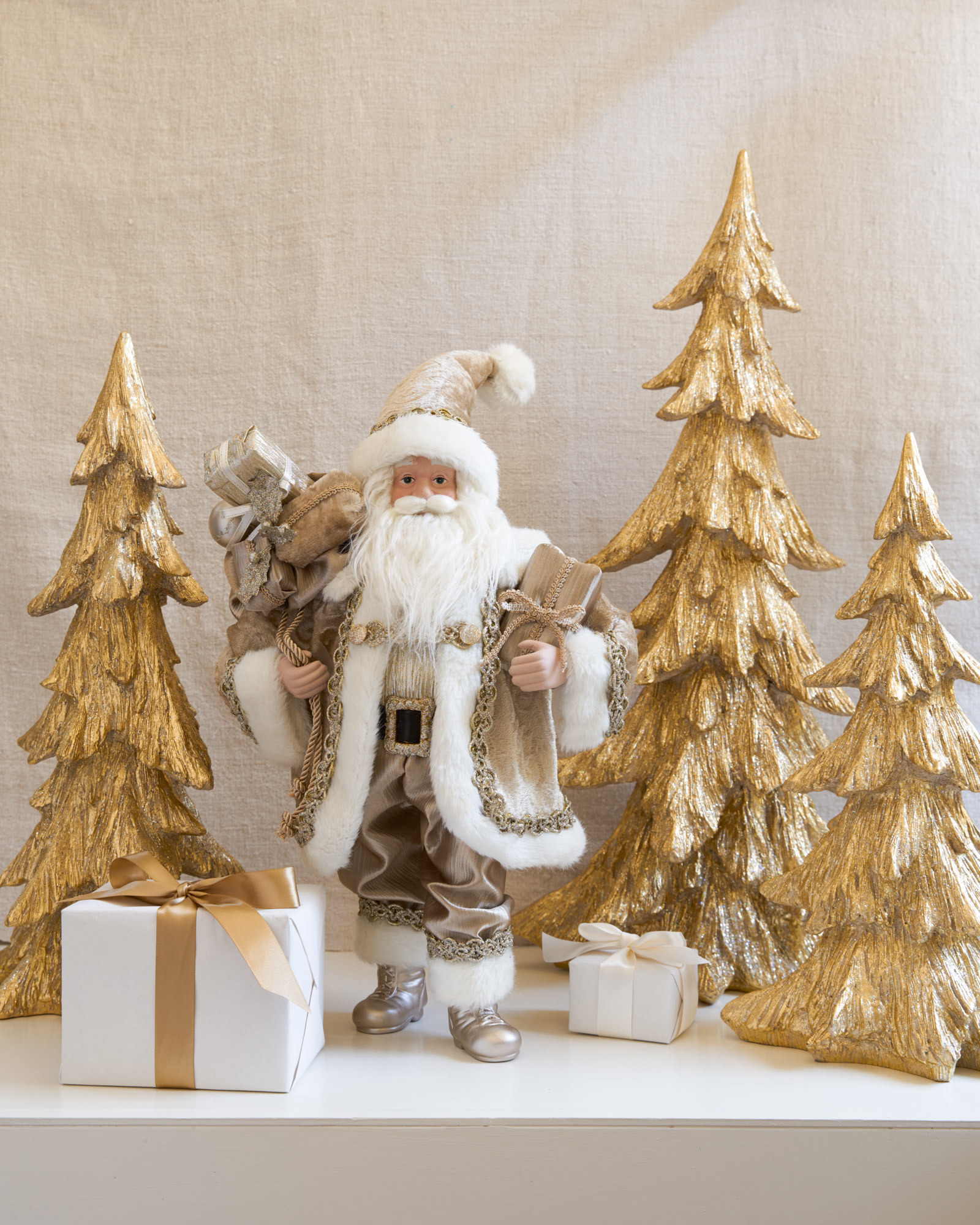 Set Of 3 Gold Tabletop Christmas Trees | Balsam Hill