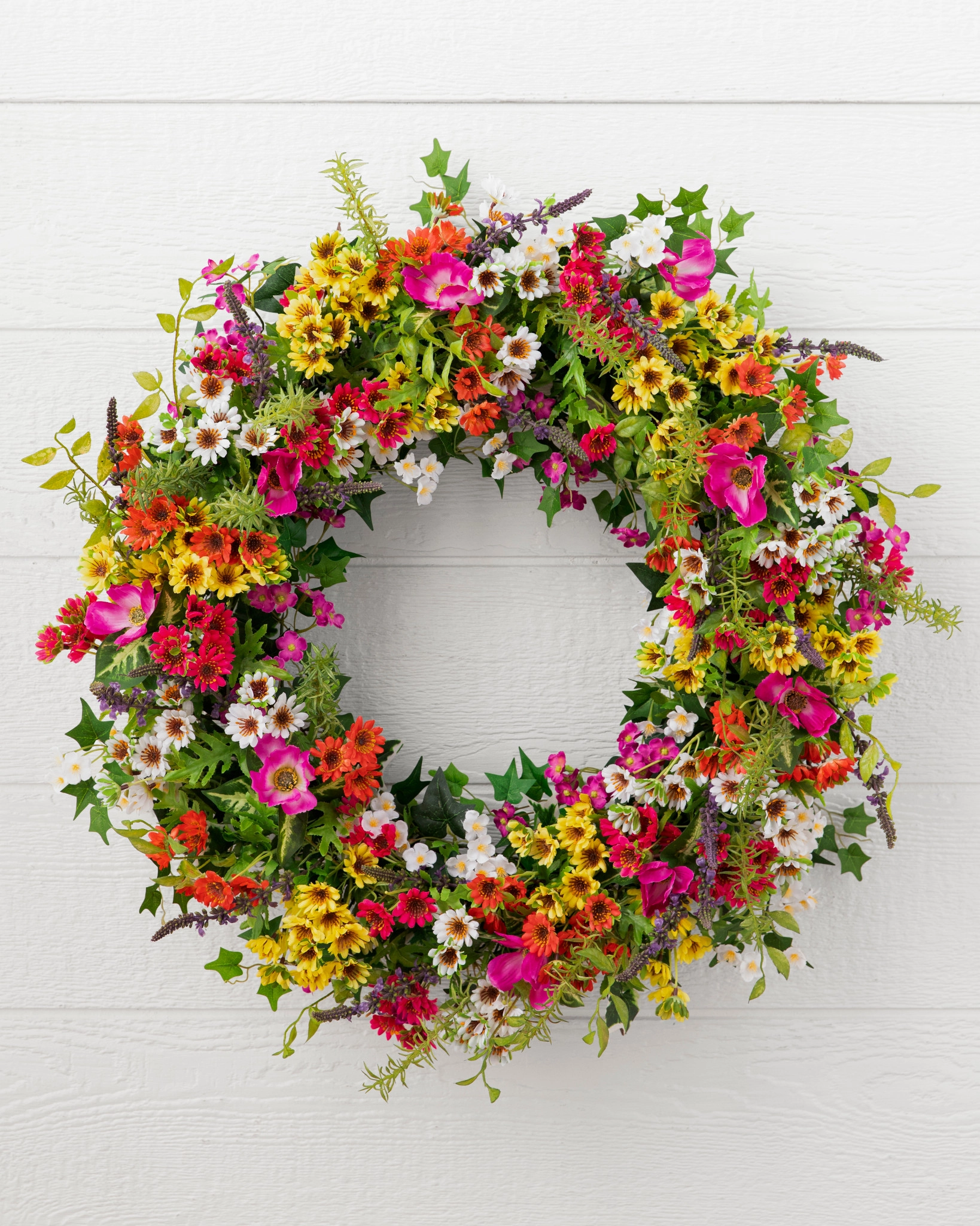 Outdoor Meadow Artificial Flower Wreaths | Balsam Hill