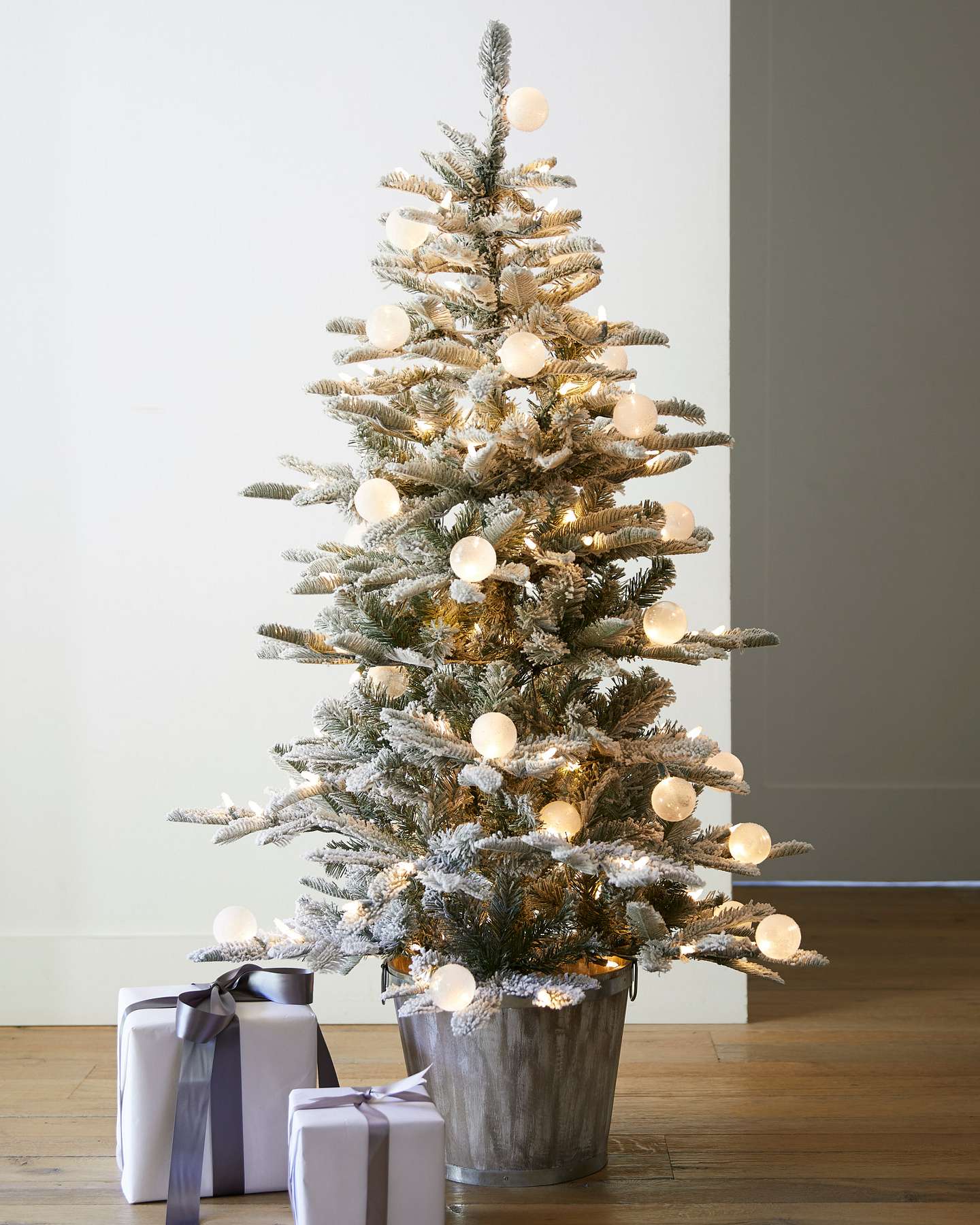 Balsam Hill 3-Foot Snow Flurry Potted Artificial Christmas Tree Lifestyle Full Display