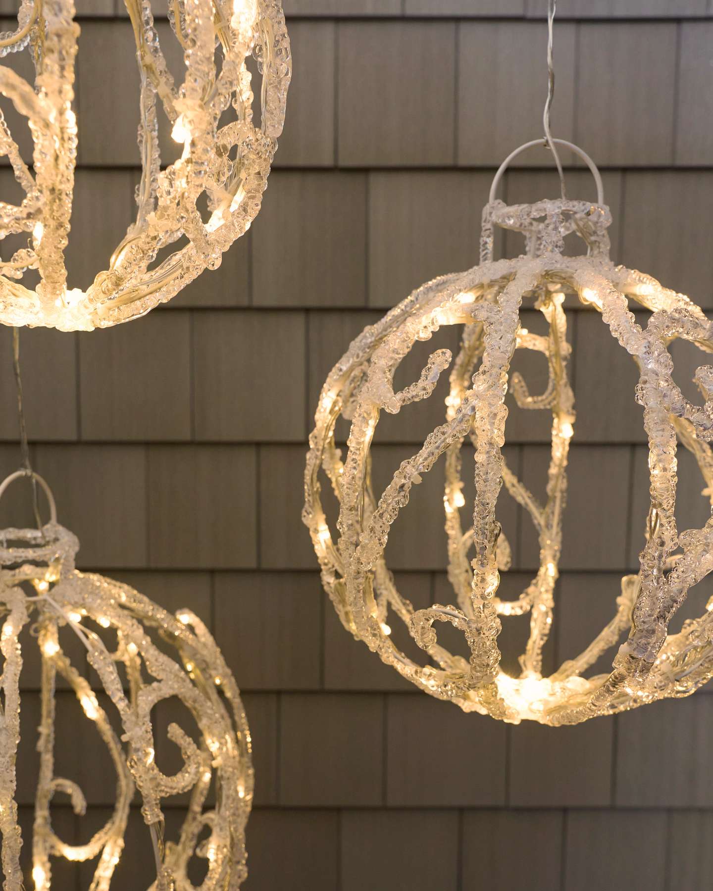 Outdoor Lit Swirl Ornaments, Set of 3