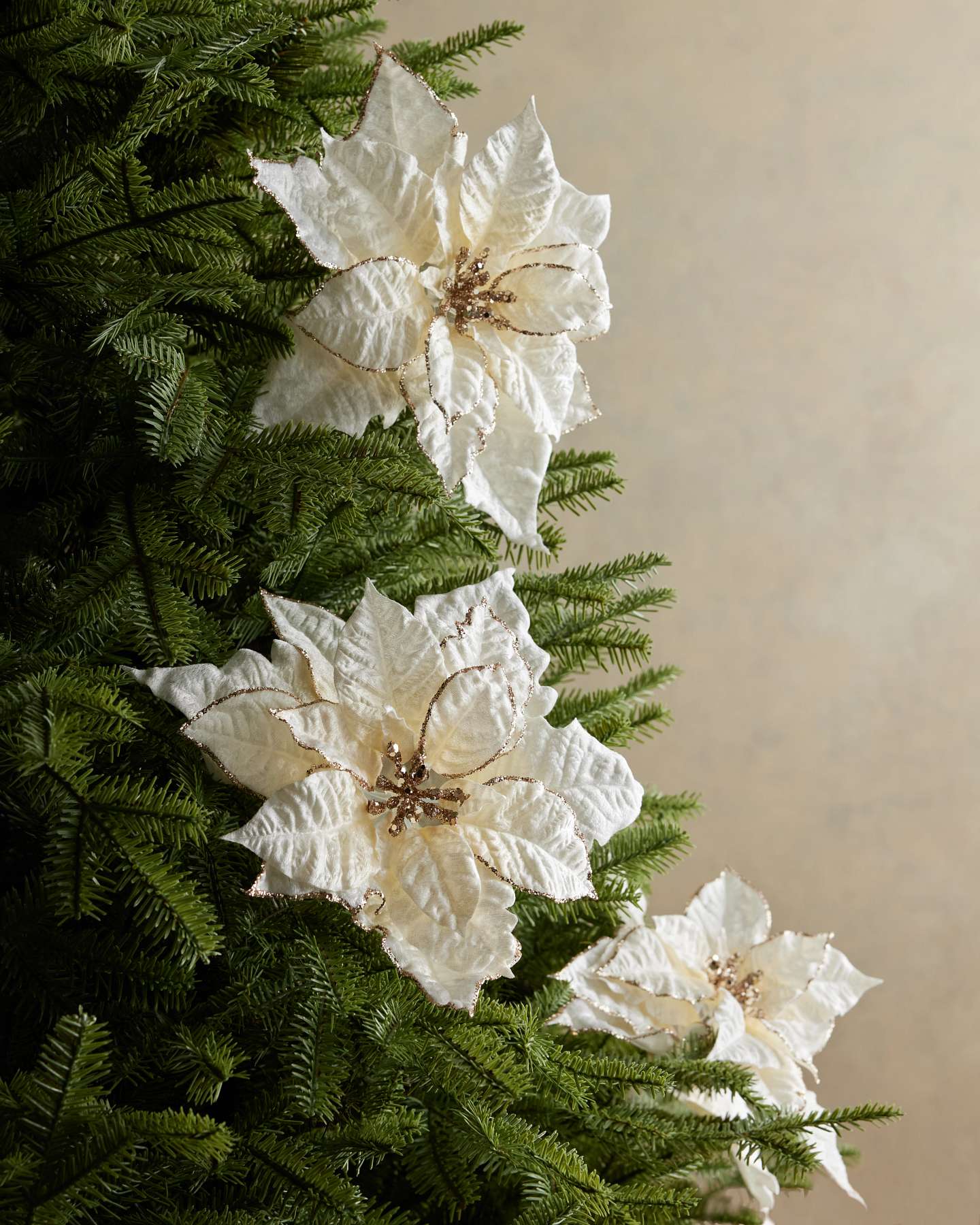 Ivory Classic Poinsettia Christmas Picks, Set of 12