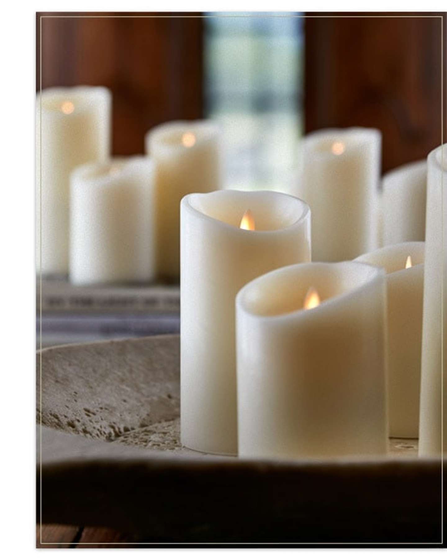 Balsam Hill Miracle Flame LED Wax Pillar Candle Product Display