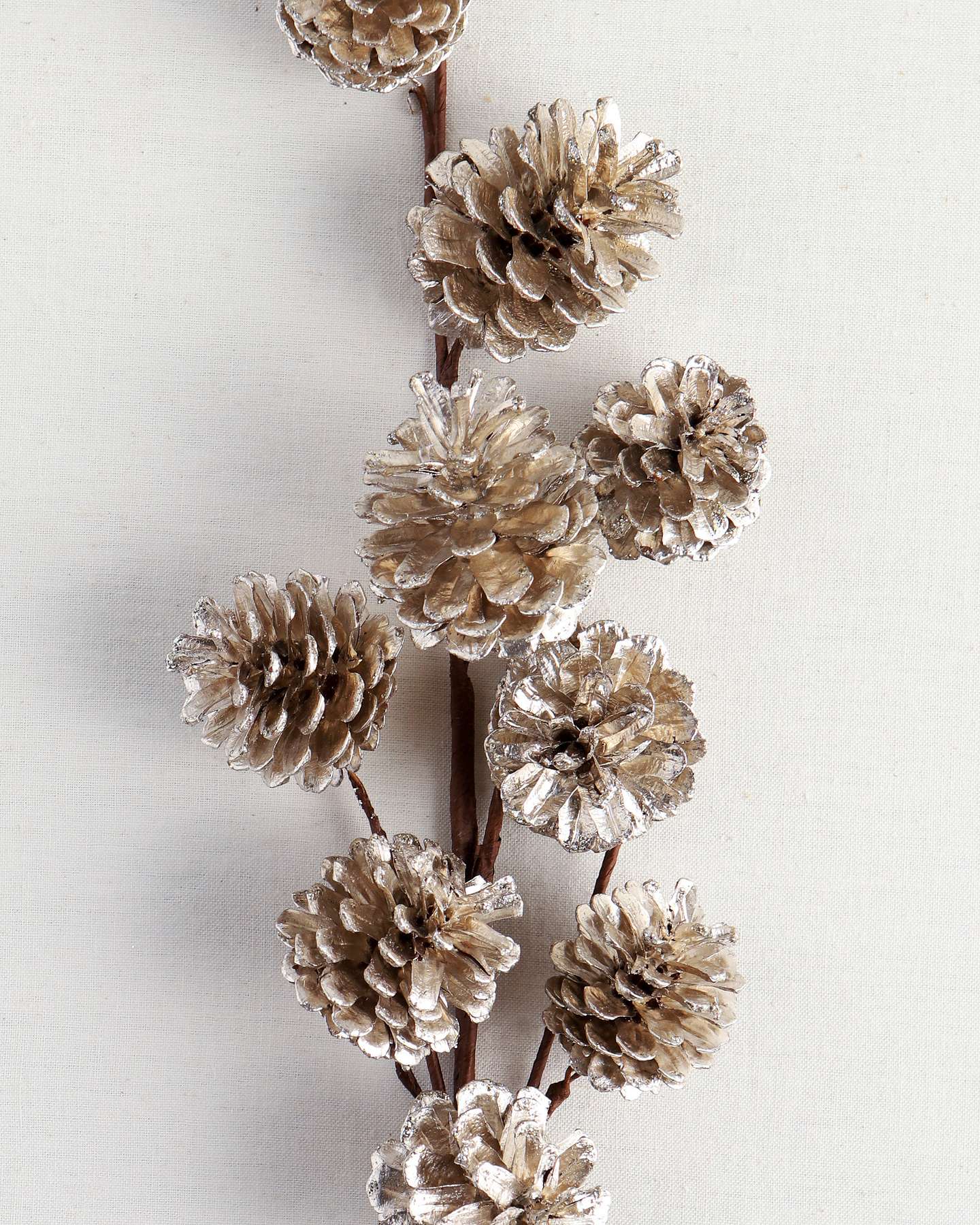 Balsam Hill Champagne Pinecone Artificial Christmas Tree Picks Set of 12 Closeup